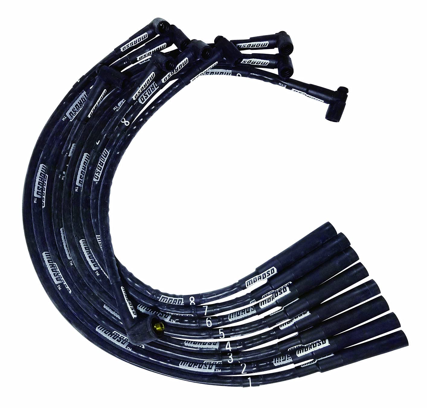 Moroso 51555 Ultra Series Black Sleeved Spark Plug Wires - Compatible with Mopar Chrysler 273/318/340/360 Engines - Straight Plug Ends & HEI Distributor - High Performance Ignition Upgrade for Classic Cars & Hot Rods