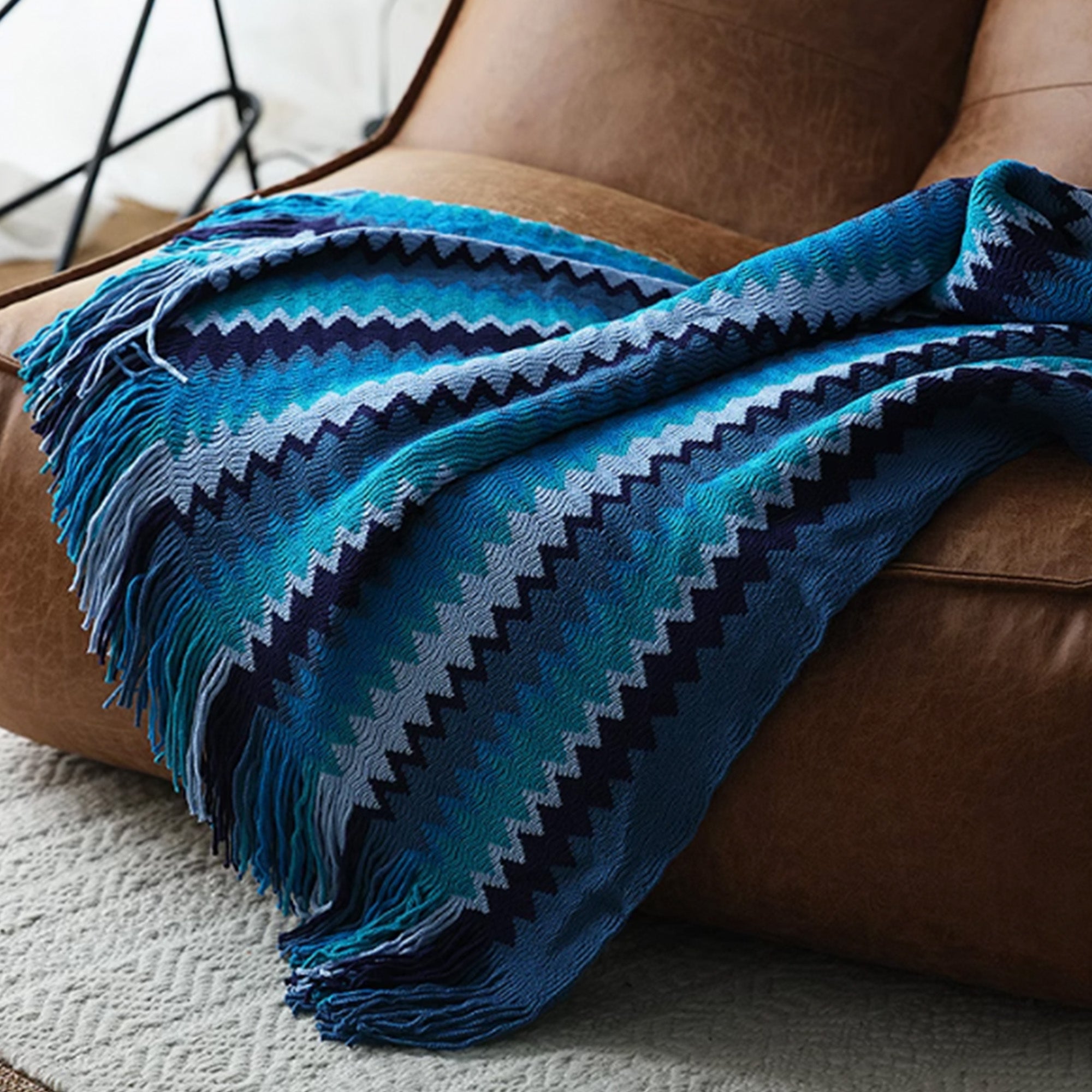 Vibrant Zig Zag Throw Blanket - Soft Cozy Geometric Pattern Afghan for Couch, Bed & Sofa - Perfect for Home Decor, Gift Giving & Winter Warmth
