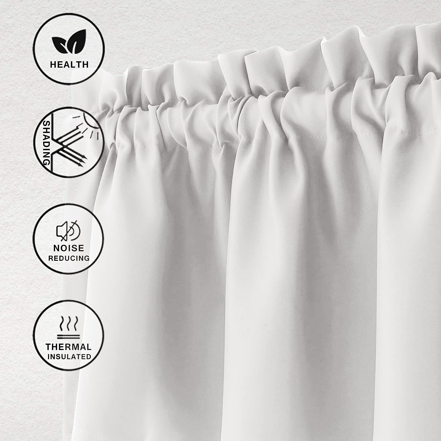 Thermal Insulated Blackout Valance Curtains for Kitchen - Solid Window Treatment, Ivory, 52 x 18 Inches, 1 Panel - Perfect for Sun Protection & Energy Efficiency in Home Decor