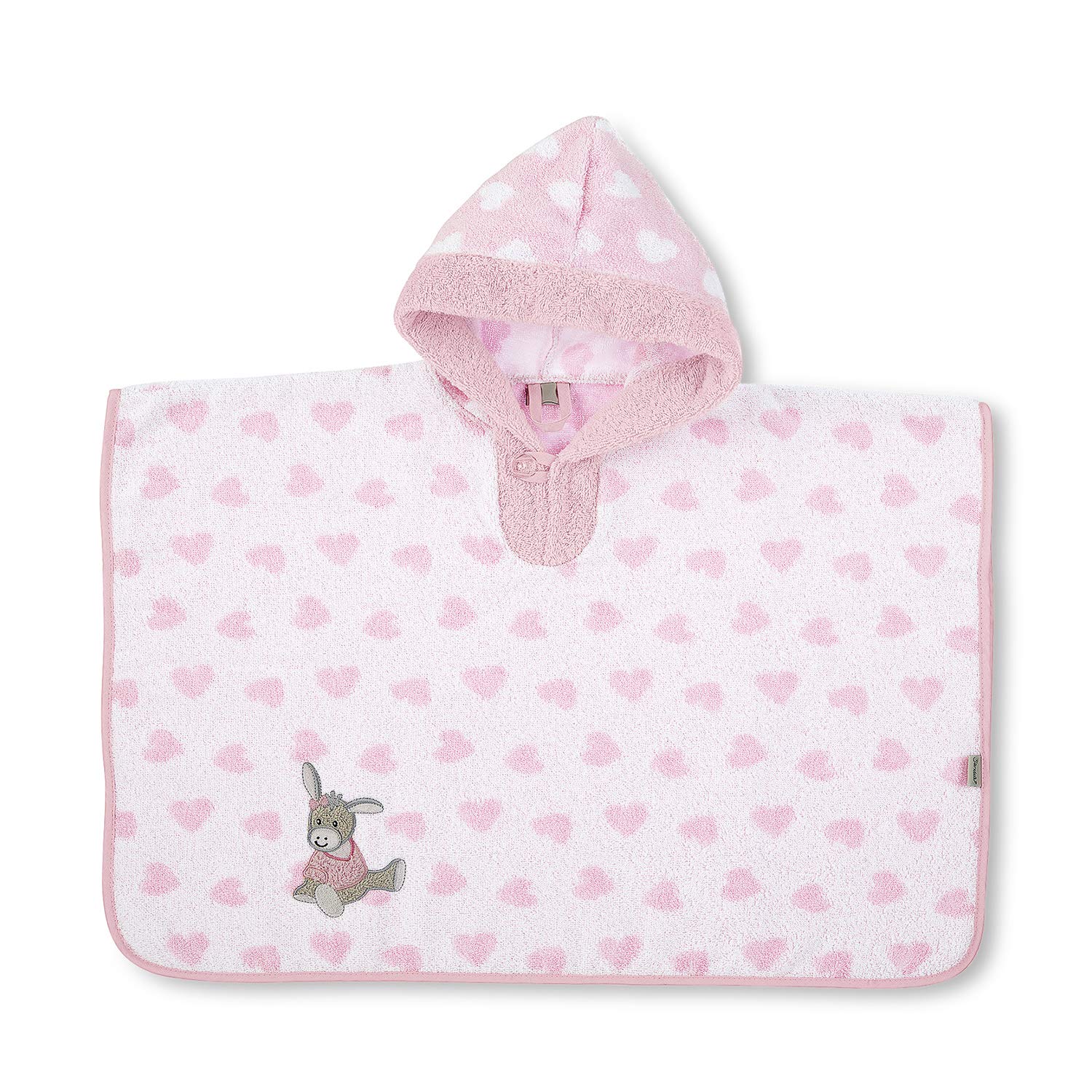 Emmi Girl Donkey Hooded Poncho for Babies 0+ Months, 70 x 50 cm, Pink - Soft & Cozy Infant Outerwear for Outdoor Play, Photo Shoots & Special Occasions