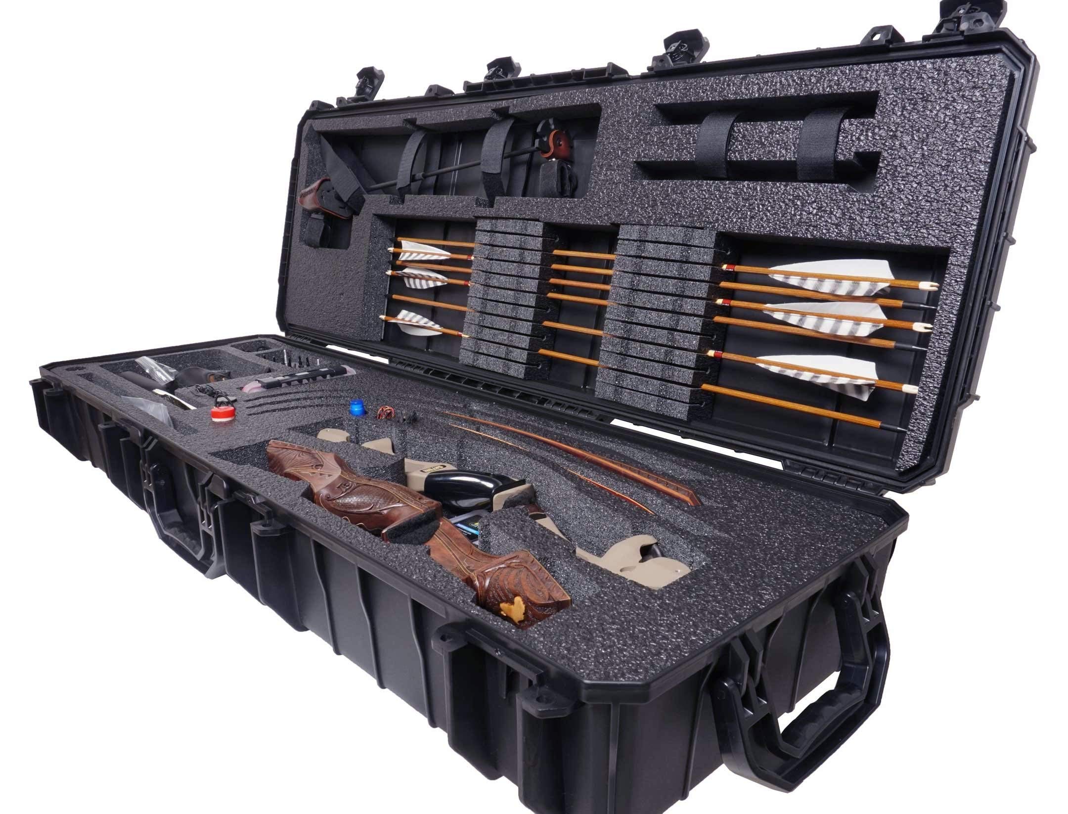 Waterproof Recurve Bow Case with 2 Accessory Boxes – Durable Protection for Archery Equipment – Perfect for Outdoor Hunting & Target Practice