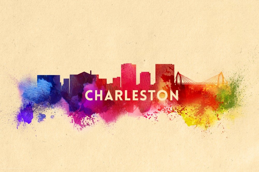 Charleston SC Skyline Abstract Art Print - 12x18 Inch Wall Decor Poster for Living Room, Bedroom & Office