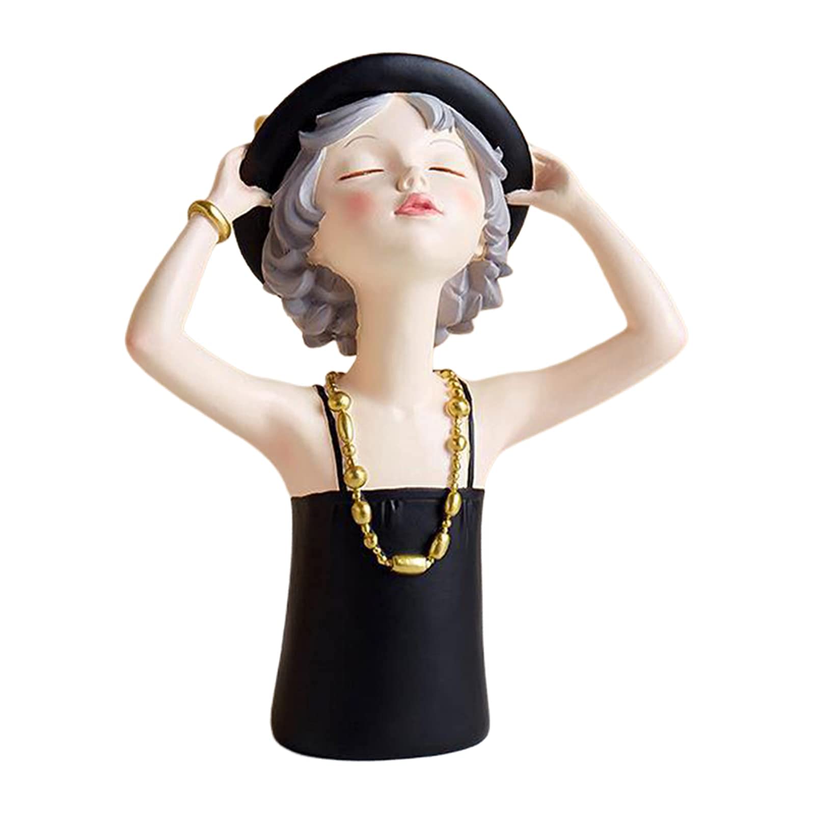 Nordic Summer Girl Sculpture - Handcrafted Collectible Statue for Home Decor, Bedroom, Office, Living Room & Bar | Perfect Gift for Women, Housewarming & Scandinavian Style Lovers (Black)