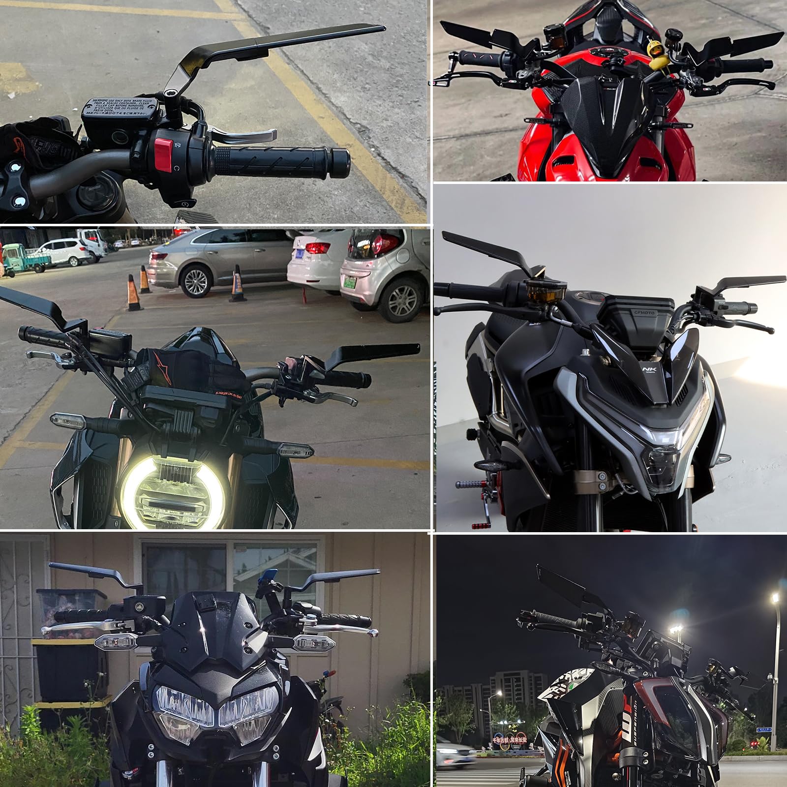 Adjustable Rotating Motorcycle Rear View Side Mirrors for Kawasaki Z400 Z650 Z900 & KTM 1290 Super Duke R Evo ABS 390 Duke - Stealth Wind Wing Design for Enhanced Visibility and Safety on Street Bikes (Perfect for Urban Commuting and Highway Riding)