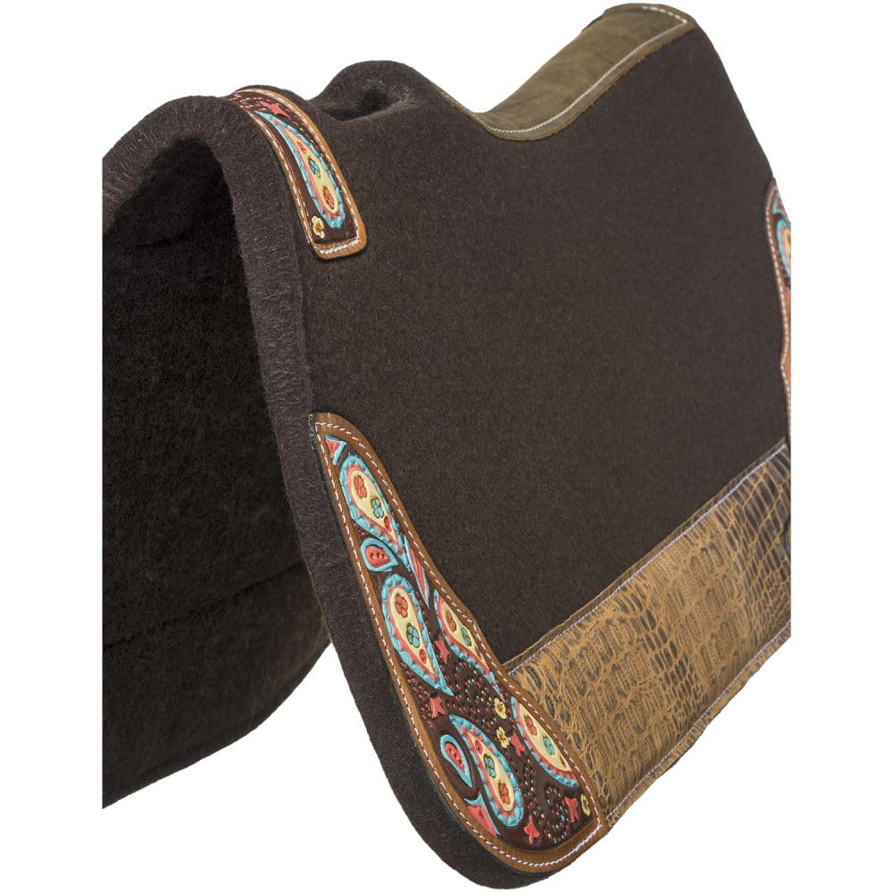 Tough 1 Hand Painted Paisley Saddle Pad - Western Equestrian Riding Gear for Horses - Perfect for Trail Riding, Shows & Training