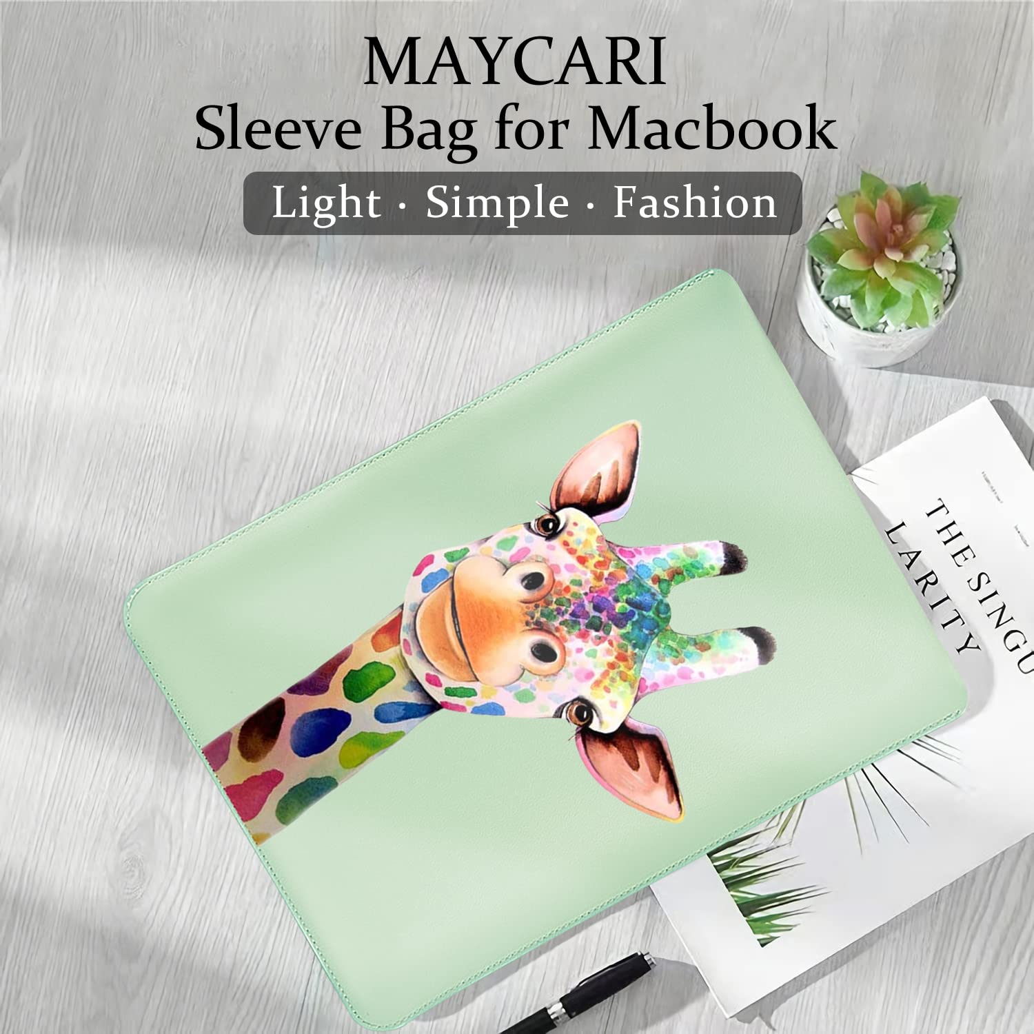 MAYCARI 15.6-16 Inch Cute Giraffe Pattern Laptop Sleeve Case for MacBook Pro 16