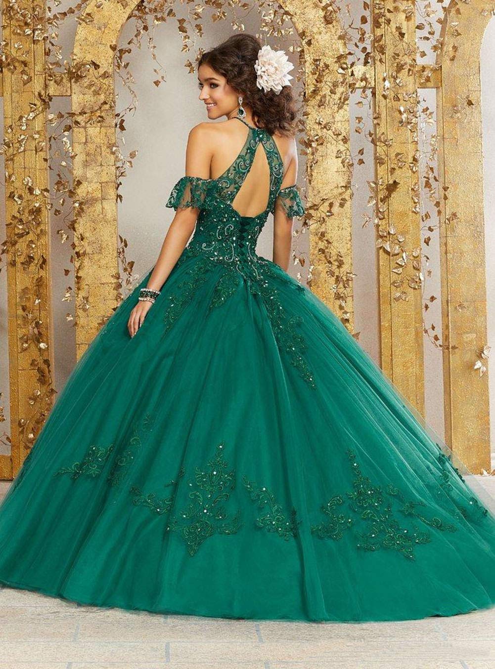 Emanni Women's Off The Shoulder Quinceanera Dress - Elegant Lace Appliques Prom Ball Gown for Sweet 16, Pageant & Formal Events - Stunning Red Evening Gown for Quinceañera, Prom, Homecoming & Special Occasions