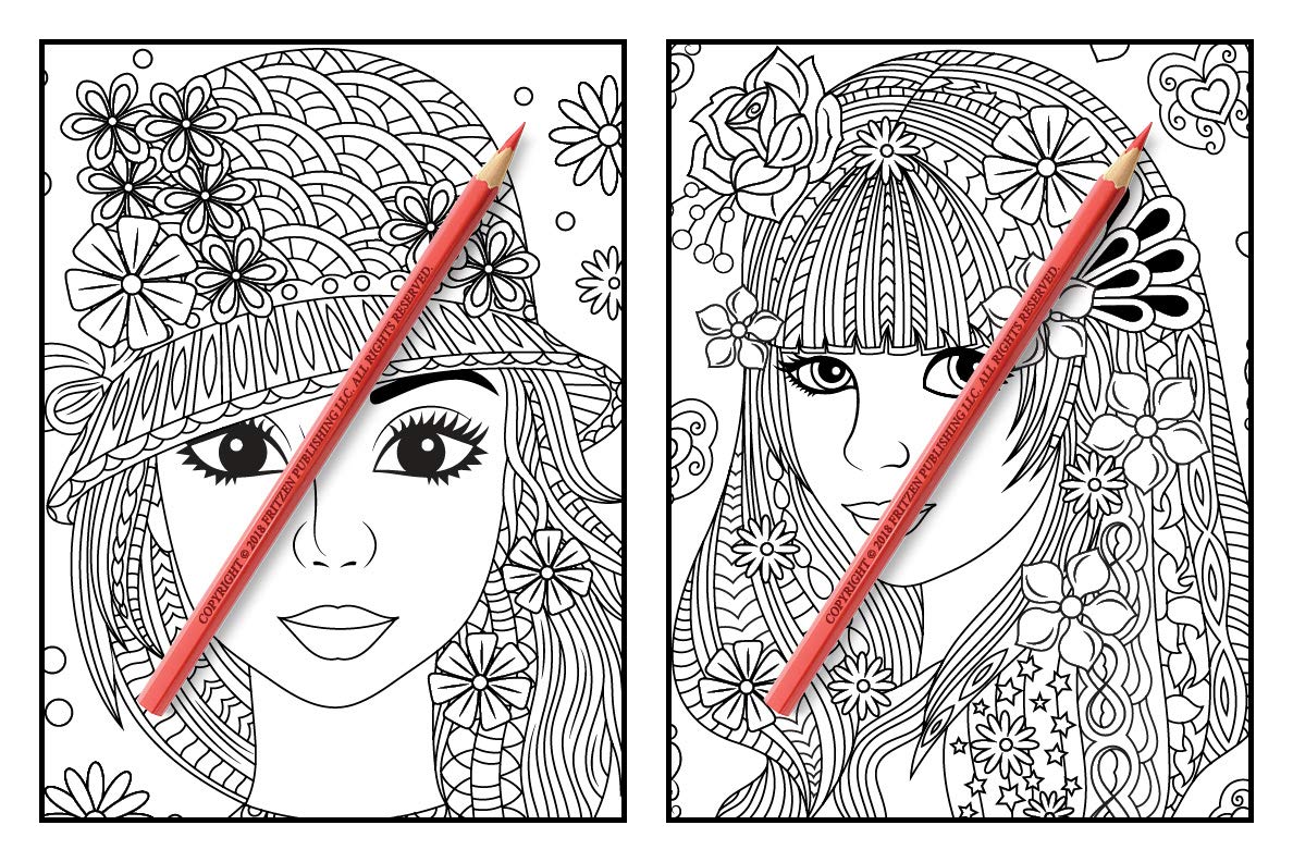 Flower Girls: Cute Manga Adult Coloring Book with Fun Hairstyles & Beautiful Floral Patterns | Stress Relief & Relaxation for Women | Perfect for Art Therapy, Mindfulness & Creative Hobbies