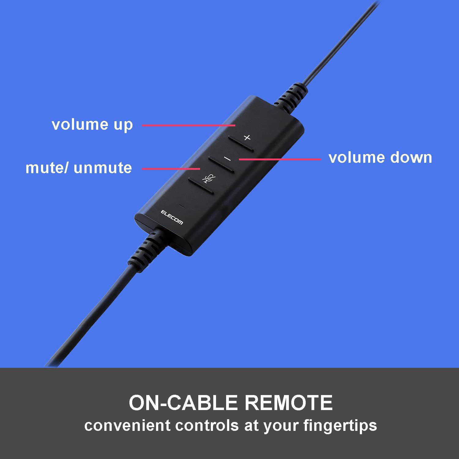 ELECOM Wired Stereo Headphones with Dual Mic Noise Cancelling - USB-A Inline Volume Control for PC, Mac, Laptop (HS-HP101UNCBK) - Perfect for Online Meetings, Gaming & Remote Work
