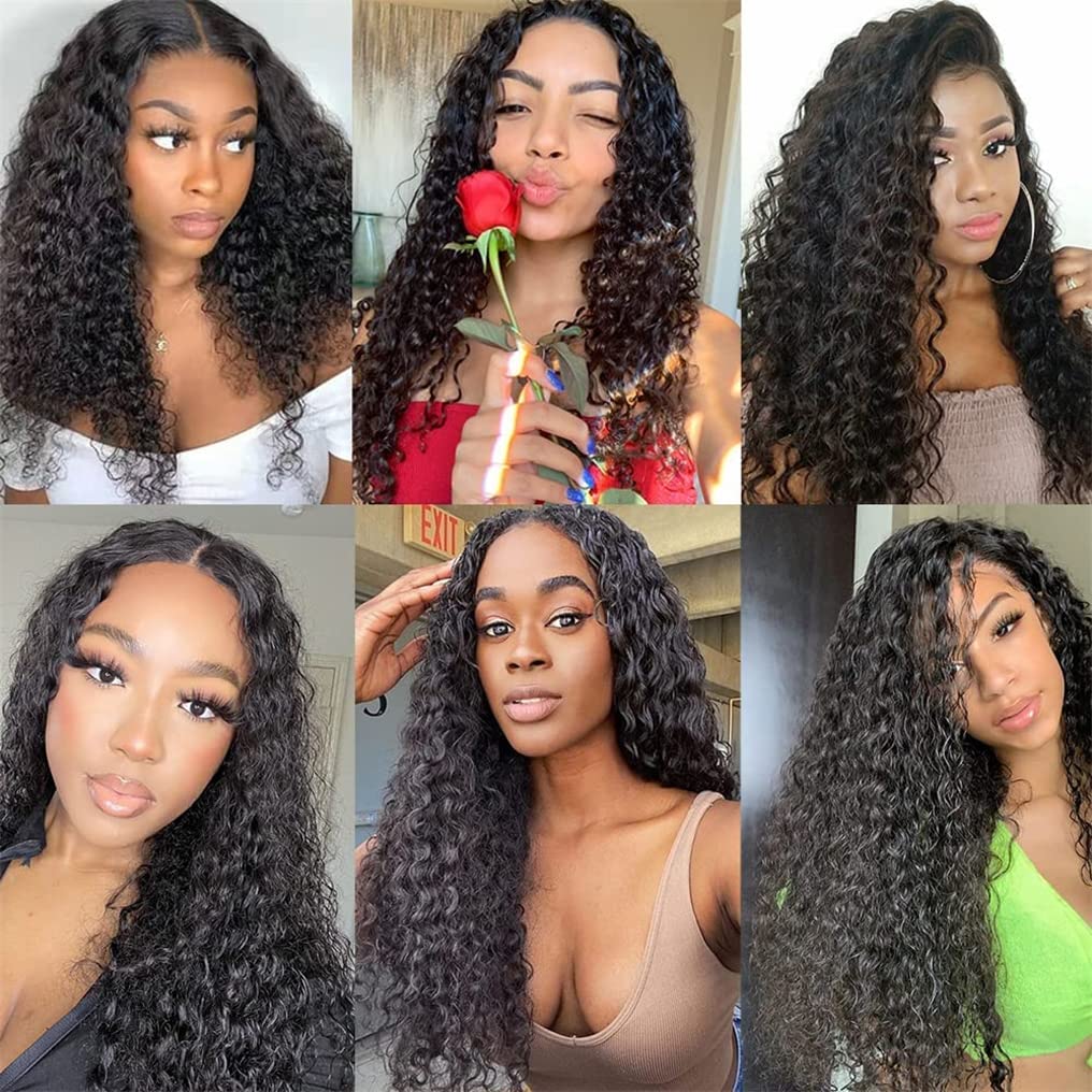 10A Brazilian Deep Wave Human Hair Bundles 18 20 22 24 Inch - Natural Black Water Wave Hair Extensions with Double Weft for Styling, Volume & Length - Perfect for Parties, Weddings & Everyday Glam