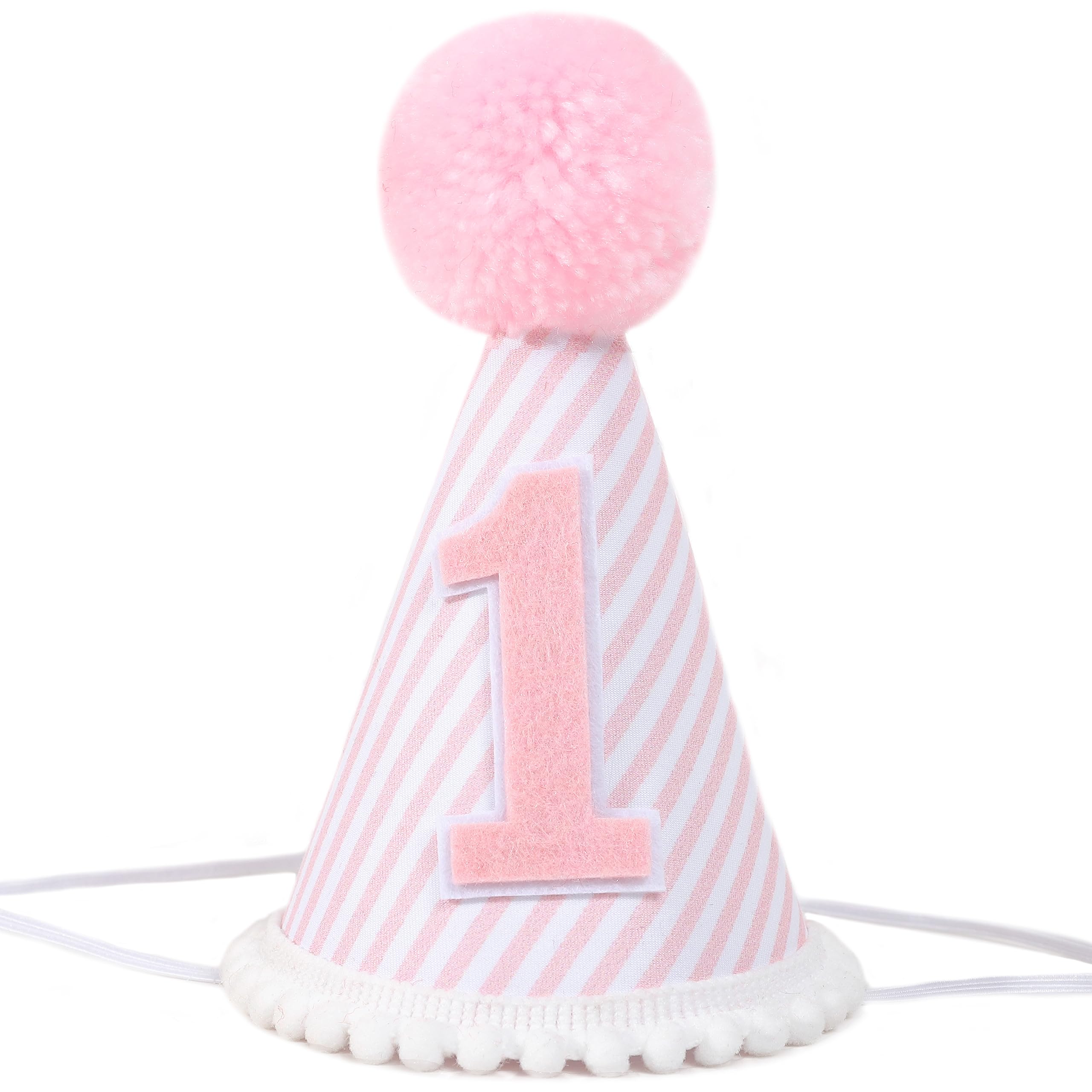 Pink & White First Birthday Party Hat for Girls - 1st Birthday Crown with Photo Props, Baby Shower Decorations, and Dress Up Accessories | Perfect for Birthday Parties, Photo Shoots, and Special Celebrations