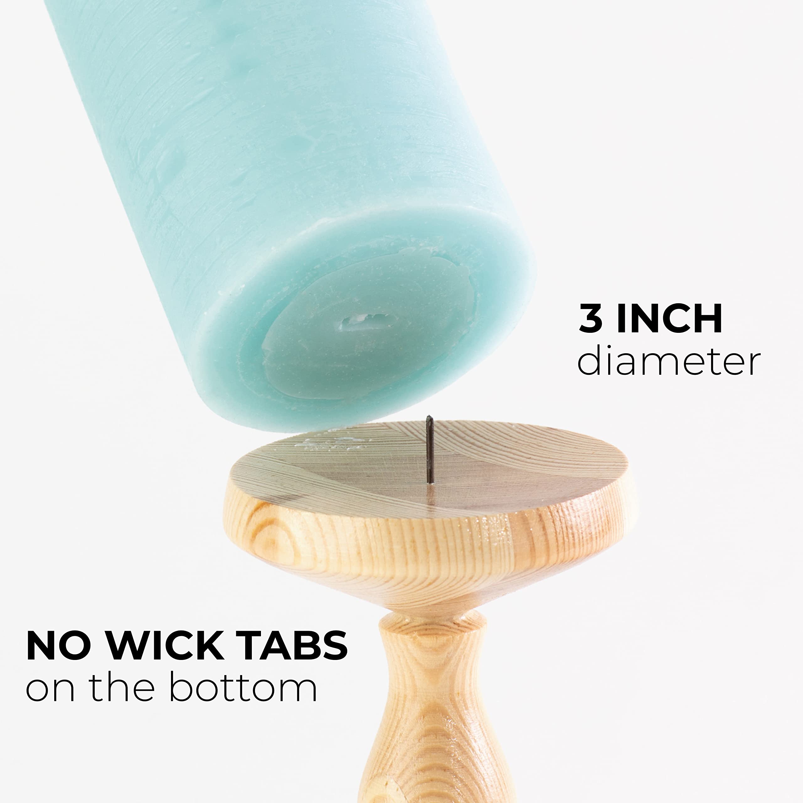 CANDWAX 3x8 Inch Pillar Candle Set of 2 - Unscented Non-Drip Decorative Rustic Candles for Weddings, Home Decor & Interior Design - Light Turquoise Candles for Centerpieces, Tablescapes & Romantic Ambiance