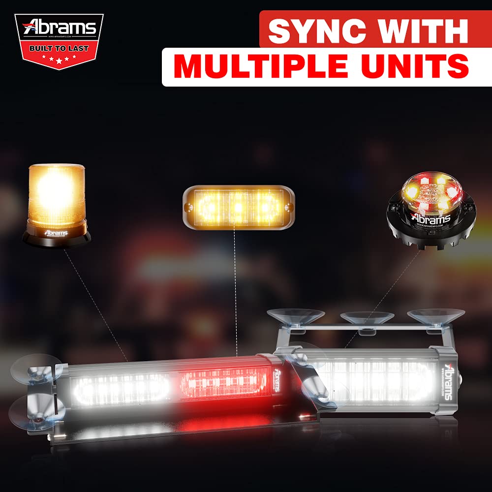 Abrams Focus 1X Series Blue 18W 6 LED Police EMS EMT Vehicle Truck Windshield Strobe Warning Dash & Deck Light Bar - Emergency Vehicle Lighting for Police Cars, Ambulances & Work Trucks