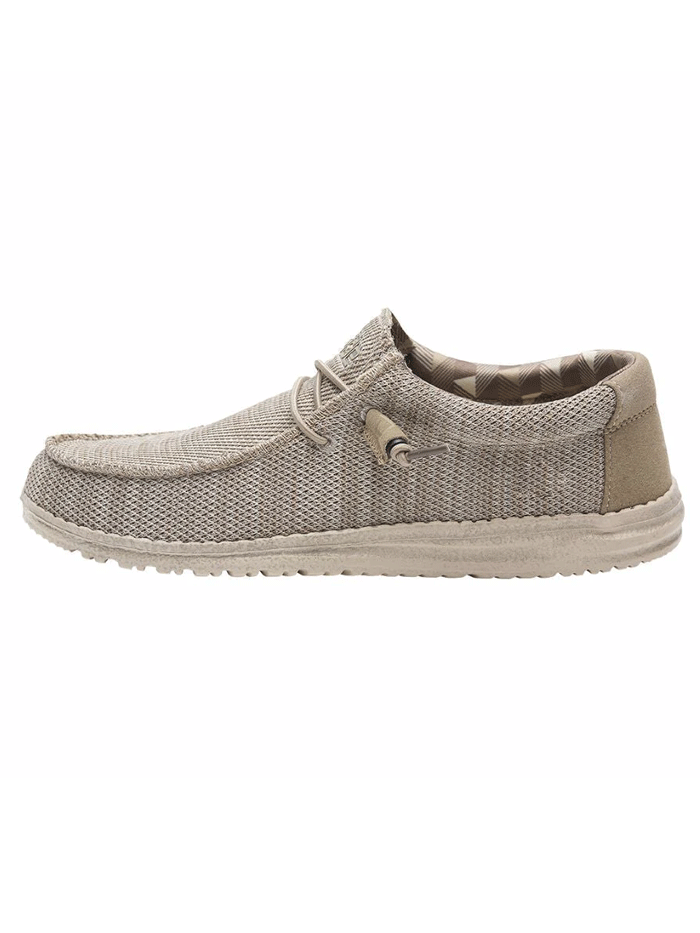 Hey Dude Men's Wally Sox Comfortable Slip-On Shoes - Beige Size 8 | Lightweight Breathable Casual Loafers for Walking, Travel & Everyday Wear