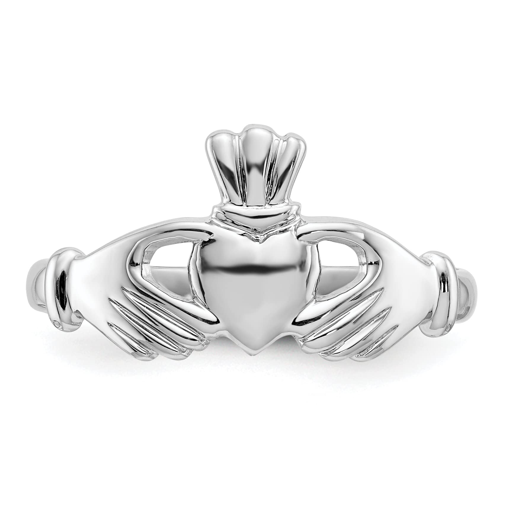 14K White Gold Polished Claddagh Ring for Women - Size 6.5, Irish Love Friendship Loyalty Wedding Band - Perfect for Engagement, Anniversary & Celtic Jewelry Gifts