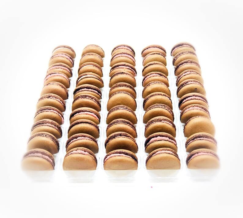 50 Pack Gluten Free French Chocolate Raspberry Buttercream Macarons - Premium Bakery Desserts for Parties, Weddings & Gifts | Delicious French Pastries for Cafes, Events & Special Occasions