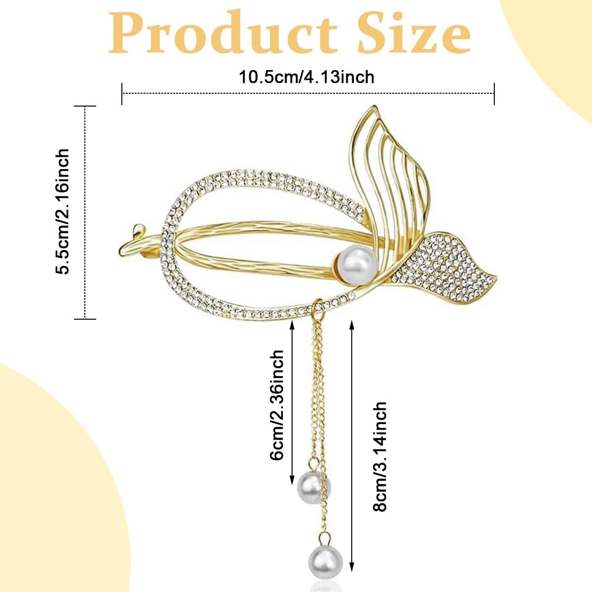 PALAY® Non-Slip Rhinestone Hair Clips for Women - Gold Mermaid Tail Jaw Claw, French Style Banana Clip Hair Accessories for Bun & Twist Hairstyles | Perfect for Parties, Weddings & Everyday Use