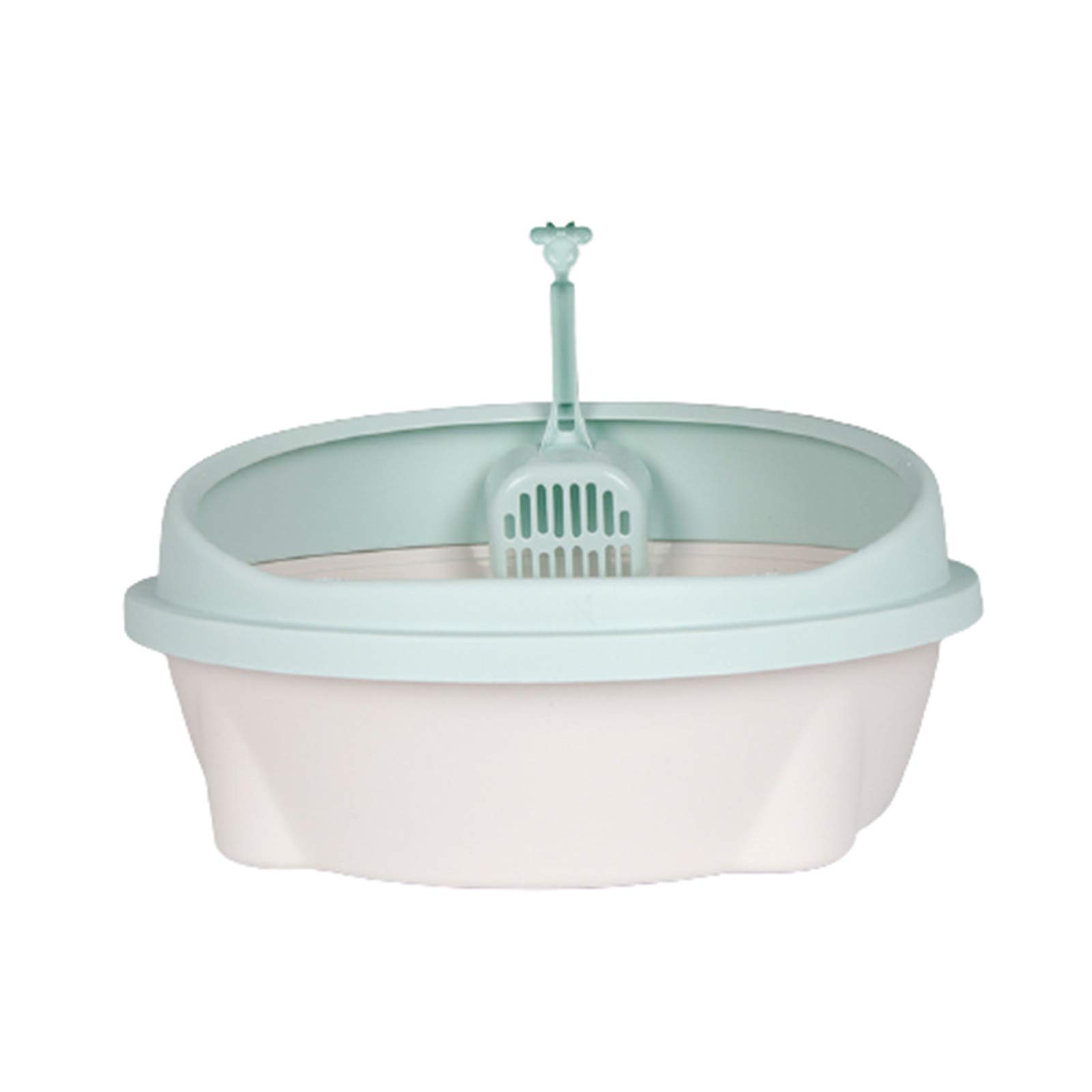 QDM Semi-Closed Cat Litter Box with Toilet Opening & Scoop - Corner Litter Tray for Small/Medium Cats - Perfect for Apartments & Small Spaces