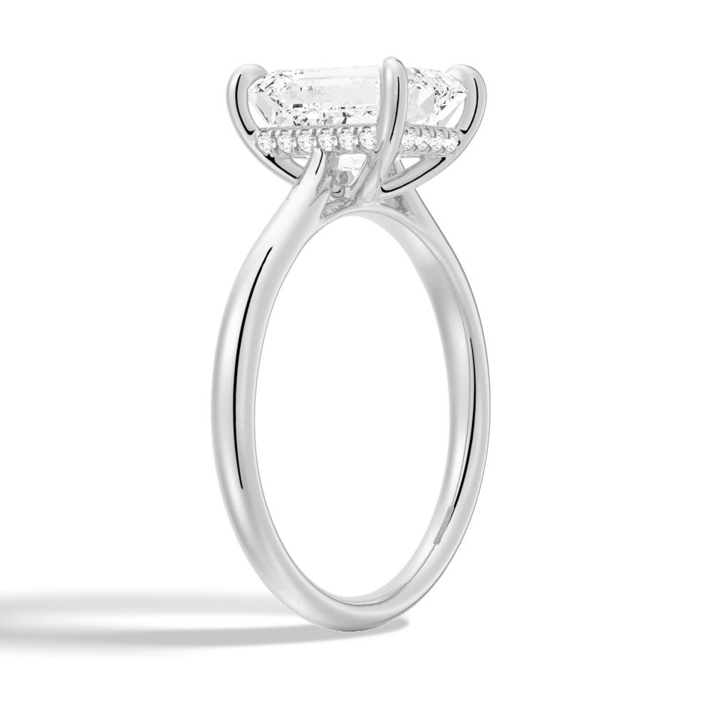 Emerald Cut Hidden Halo Moissanite Engagement Ring Set with Matching Wedding Band - Perfect for Proposals, Anniversaries & Bridal Jewelry