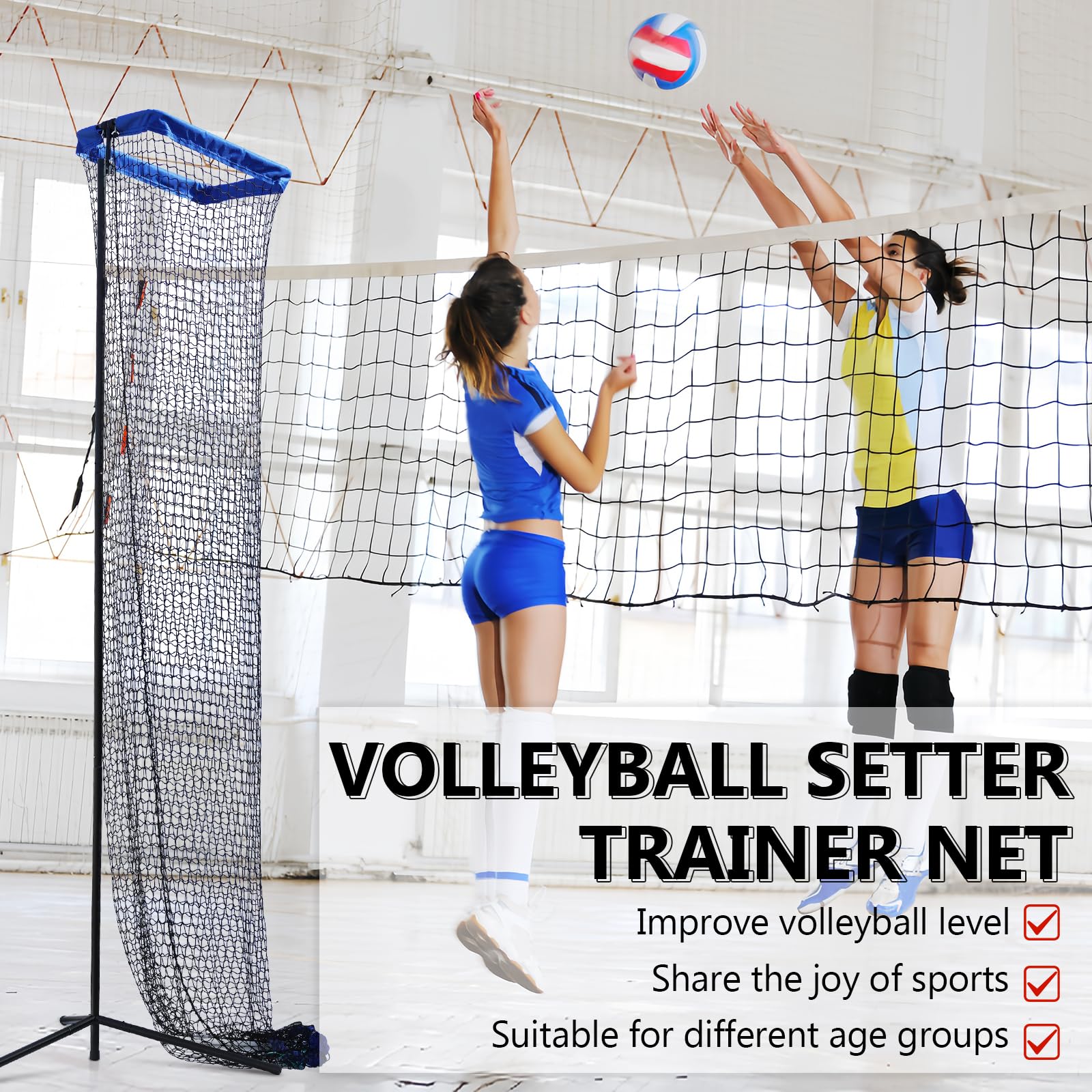 Volleyball Setter Trainer - Adjustable Net for Indoor & Outdoor Practice