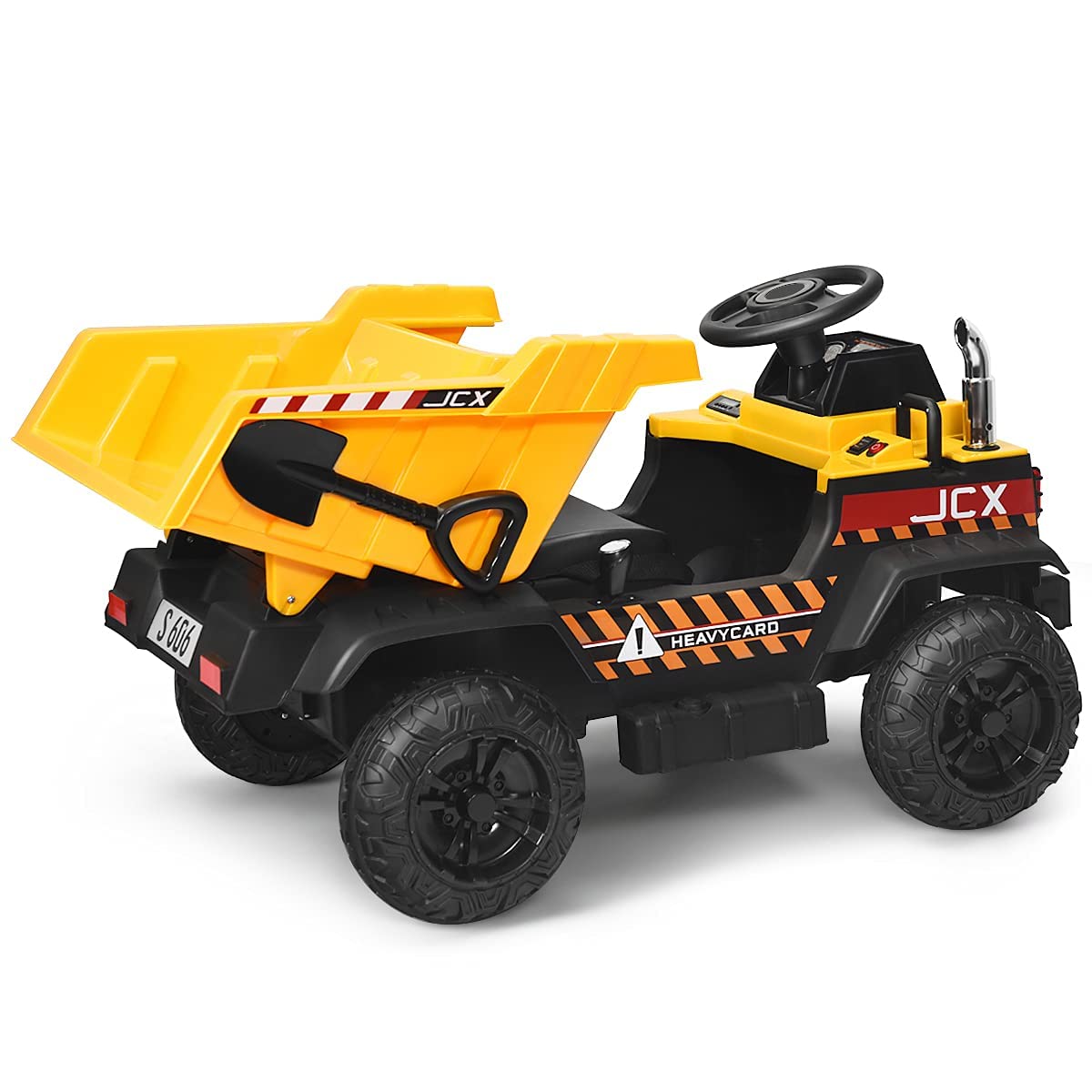 **HONEY JOY 12V Kids Ride On Dump Truck - Electric Battery-Powered Construction Toy with Remote Control, Dump Bed & Shovel, Music & LED Lights - Slow Start Safety Feature - Perfect Gift for Boys & Girls (Yellow) - Ideal for Indoor & Outdoor Play, Birthday & Holiday Gifts**