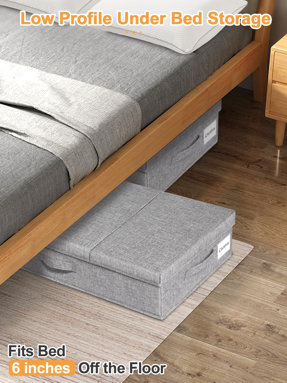 Punemi 2-Pack Under Bed Storage Containers with Lids - Large Foldable Stackable Organizer Bins for Clothes, Blankets & Shoes (31.1x15.7x6 Inches) - Perfect for Bedroom Closet Organization & Seasonal Storage