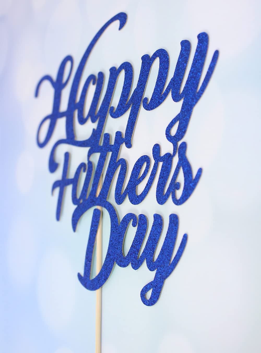 Blue Glitter Cake Topper for Father's Day - Happy Father's Day Cake Decoration - Perfect for Birthday Parties, Anniversary Celebrations & Special Occasions