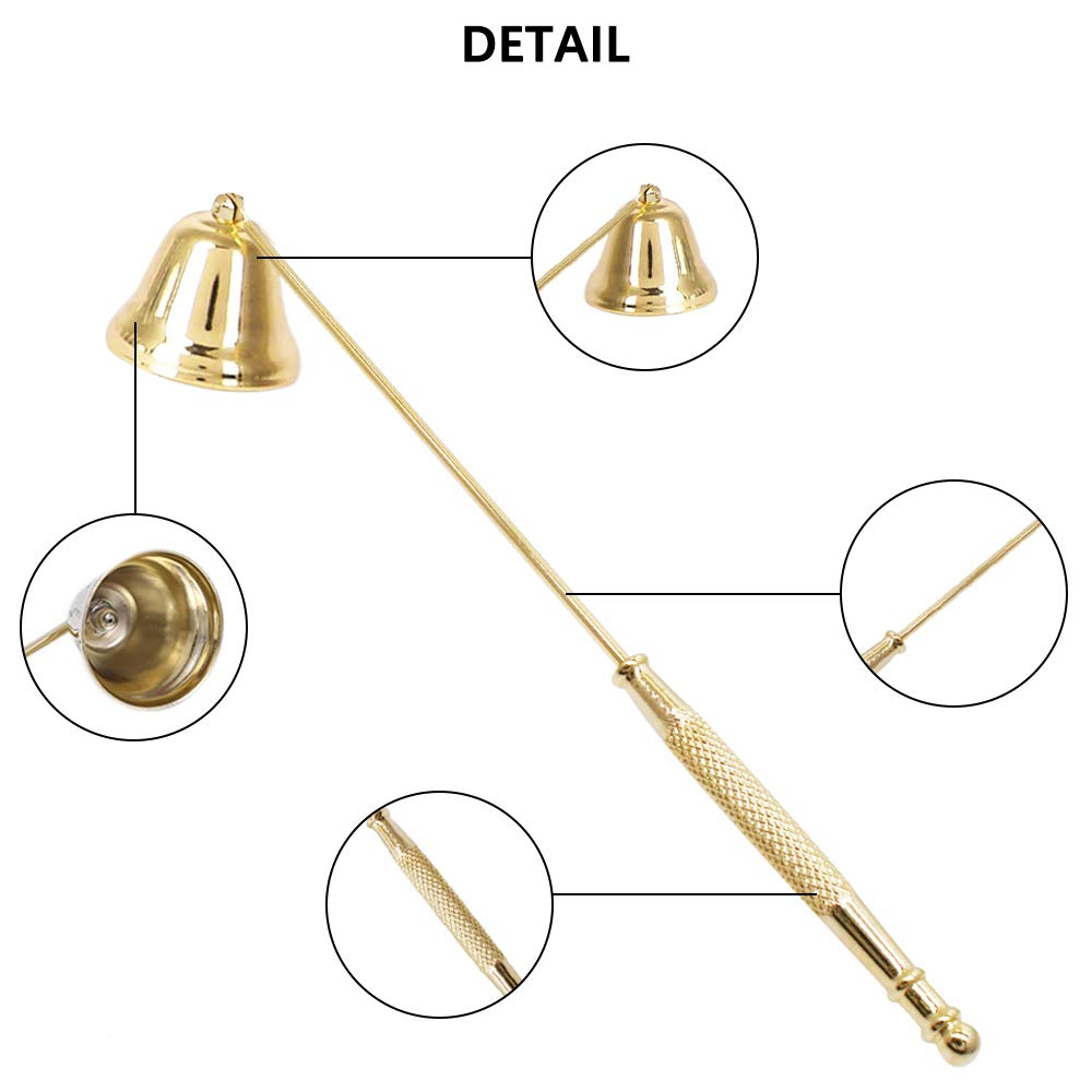 Silver Candle Snuffer - Long Handle Wick Extinguisher for Scented & Jar Candles (Safe Flame Out)