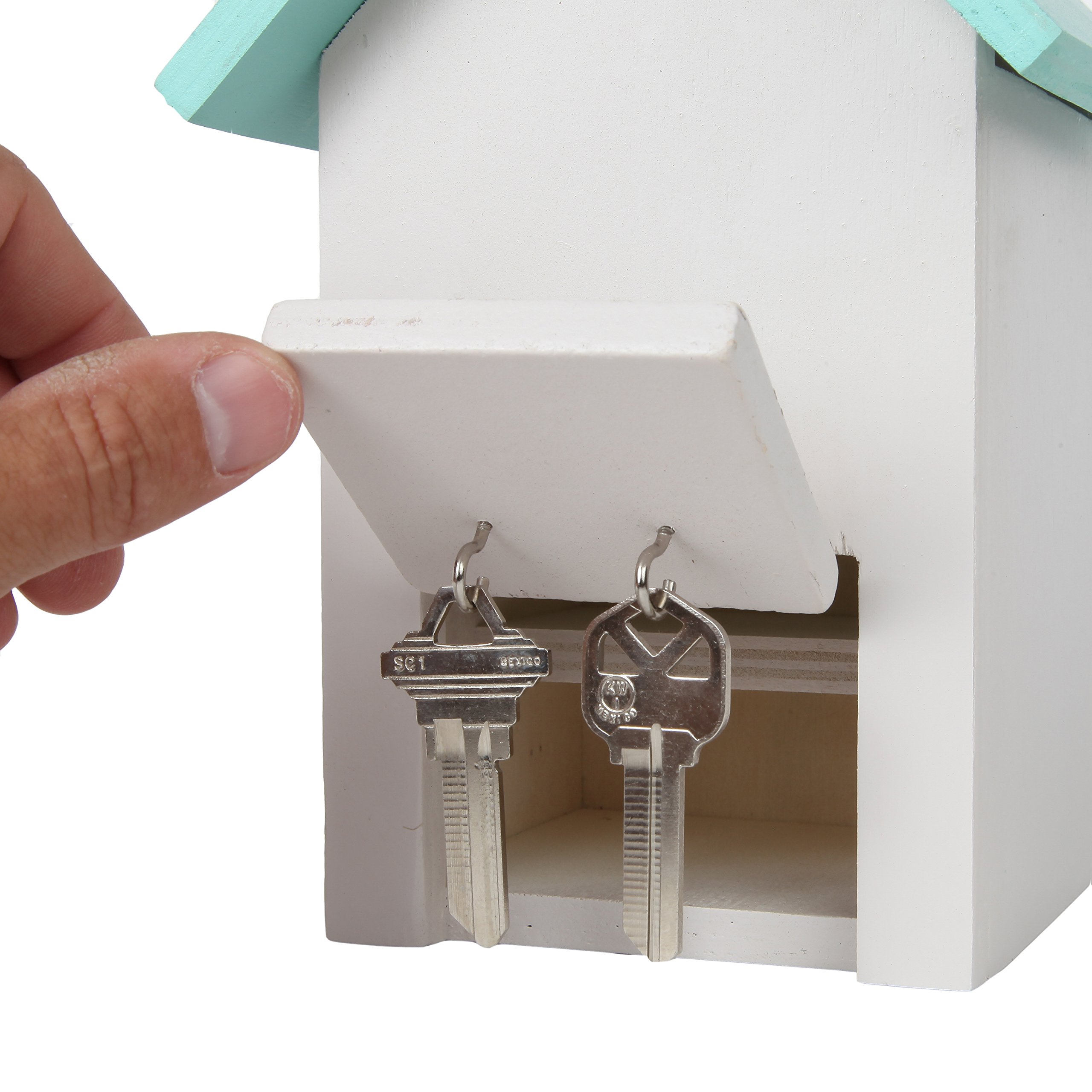 Hand Painted Bird House Key Holder - Rustic Outdoor Key Hider with Unique Design - Perfect for Garden, Porch, and Home Decor - Hide Spare Keys Safely in Style