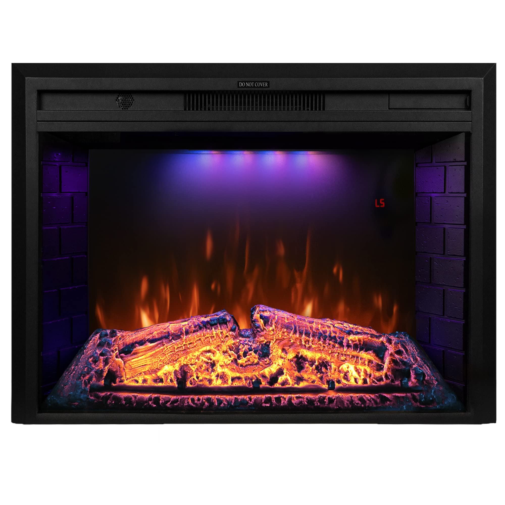 30 Inch Electric Fireplace with Remote Control - Realistic Log & Crackling Sound - 750W/1500W Wall Mounted Heater with Overheat Protection & Timer - Perfect for Living Room, Bedroom, or Office (Black)