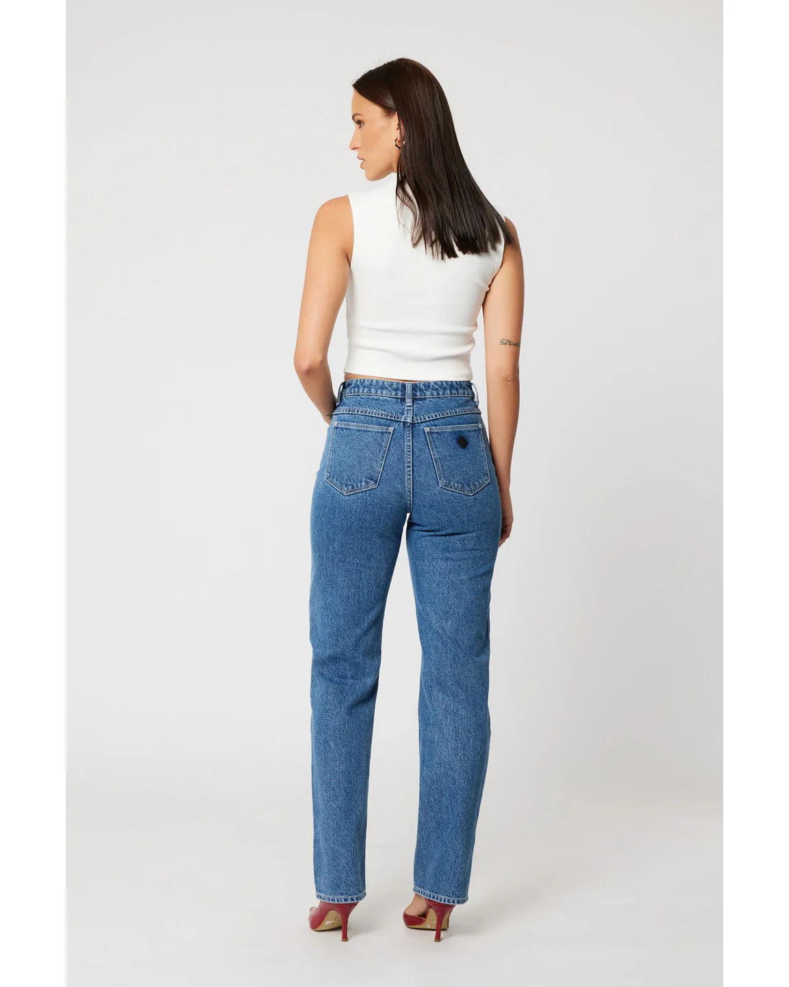 94 Straight Kim Mid Blue Jeans for Women - High Waist Denim Pants for Casual Wear & Everyday Outfits