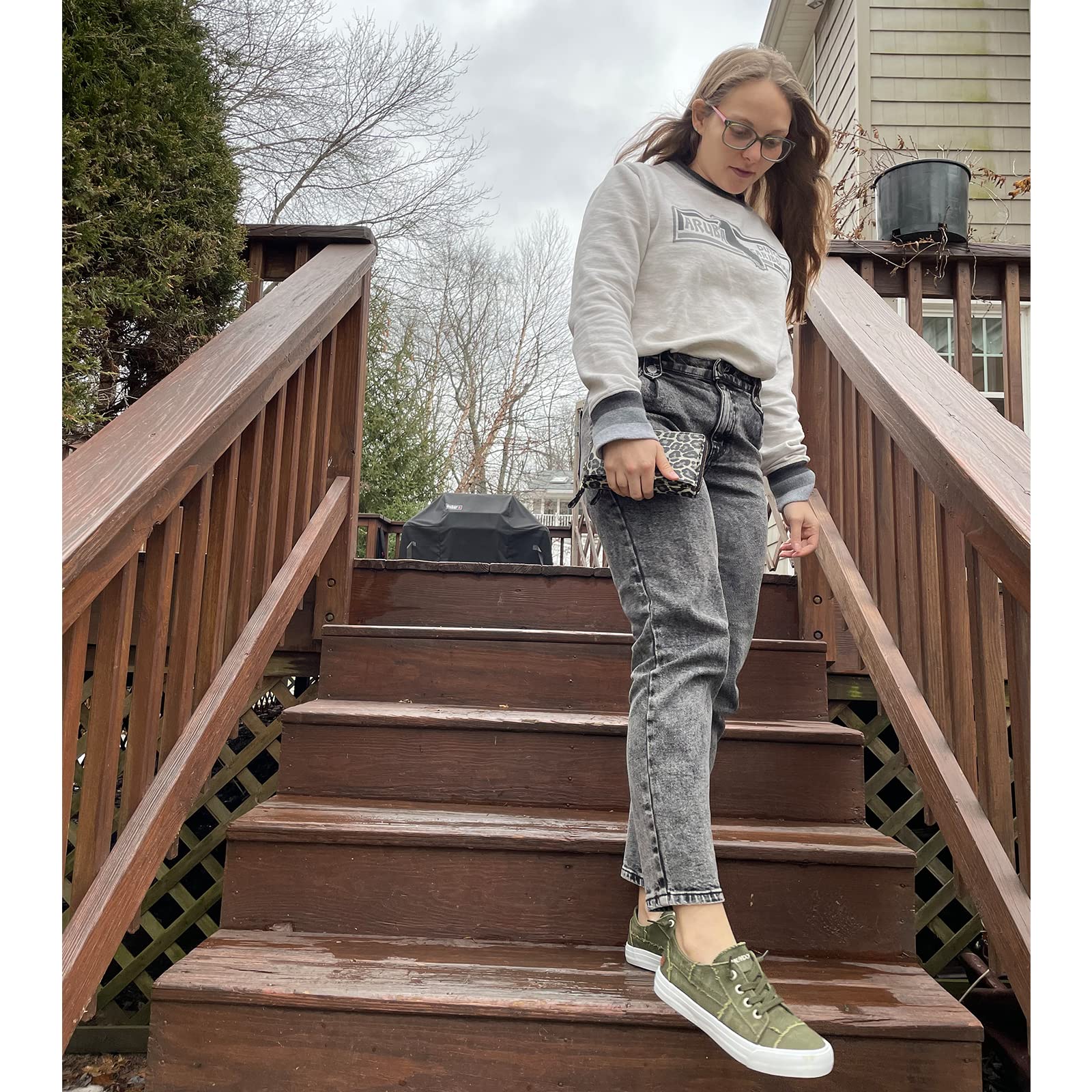 JENN ARDOR Women's Slip-On Canvas Sneakers - Low Top Comfortable Walking Shoes for Casual Wear, Work & Travel | Fashion Flats for Everyday Use