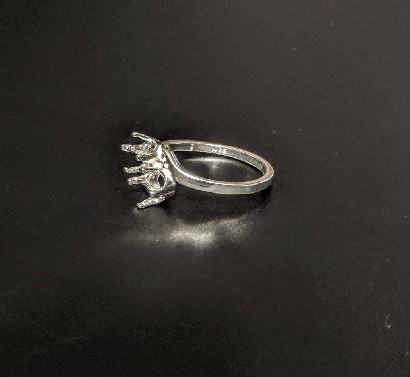 Solid Sterling Silver or 14kt Gold 4-6mm Round Two Stone Pre-Notched Blank Ring Shank Setting - Size 6-8 (163-283/143-283) - Perfect for Jewelry Making, Engagement Rings & Wedding Bands
