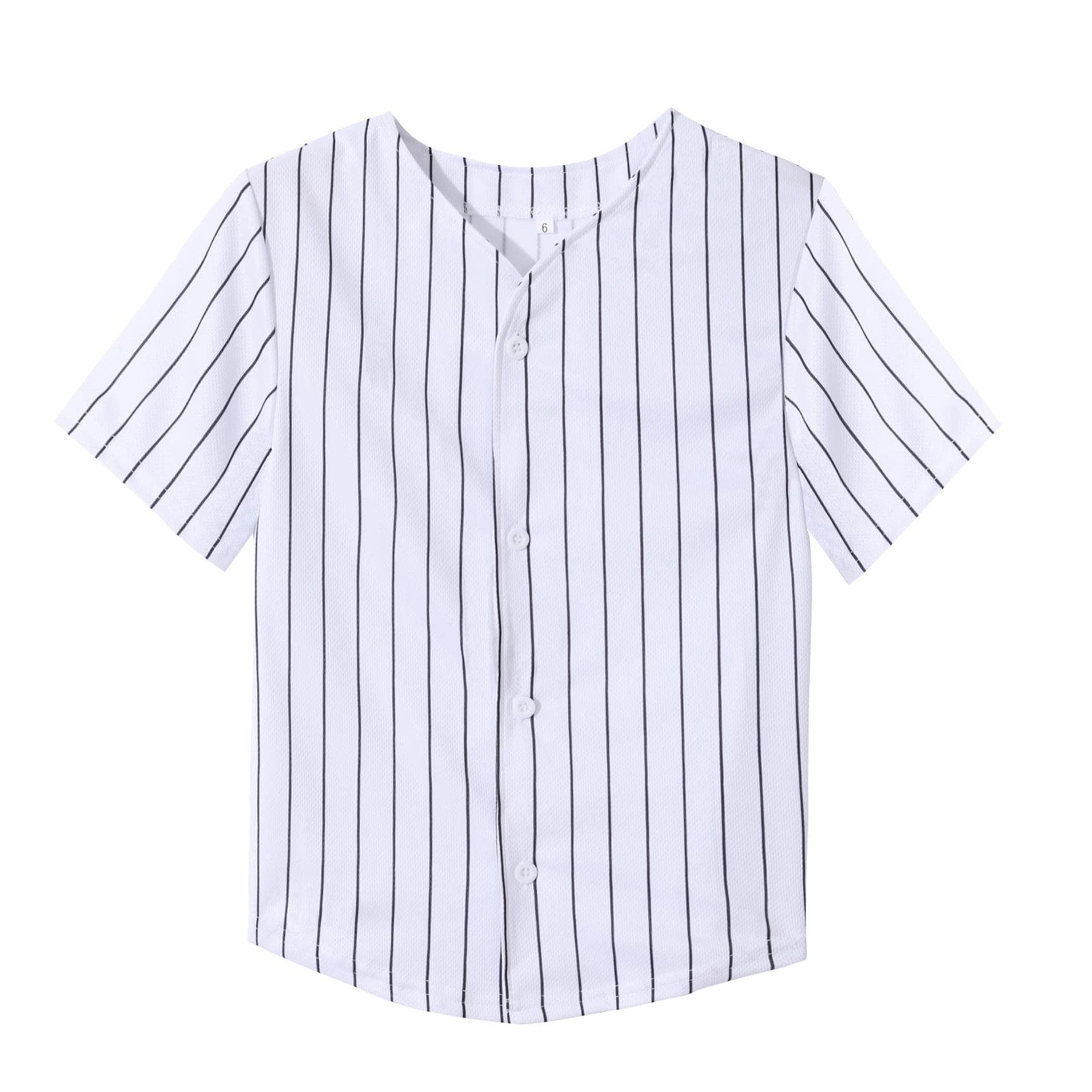 Trendy Kids Baseball Jersey Button-Up T-Shirt - Boys & Girls Short Sleeve Hip Hop Tee in Black & White | Perfect for Baseball Games, Hip Hop Dance & Casual Wear