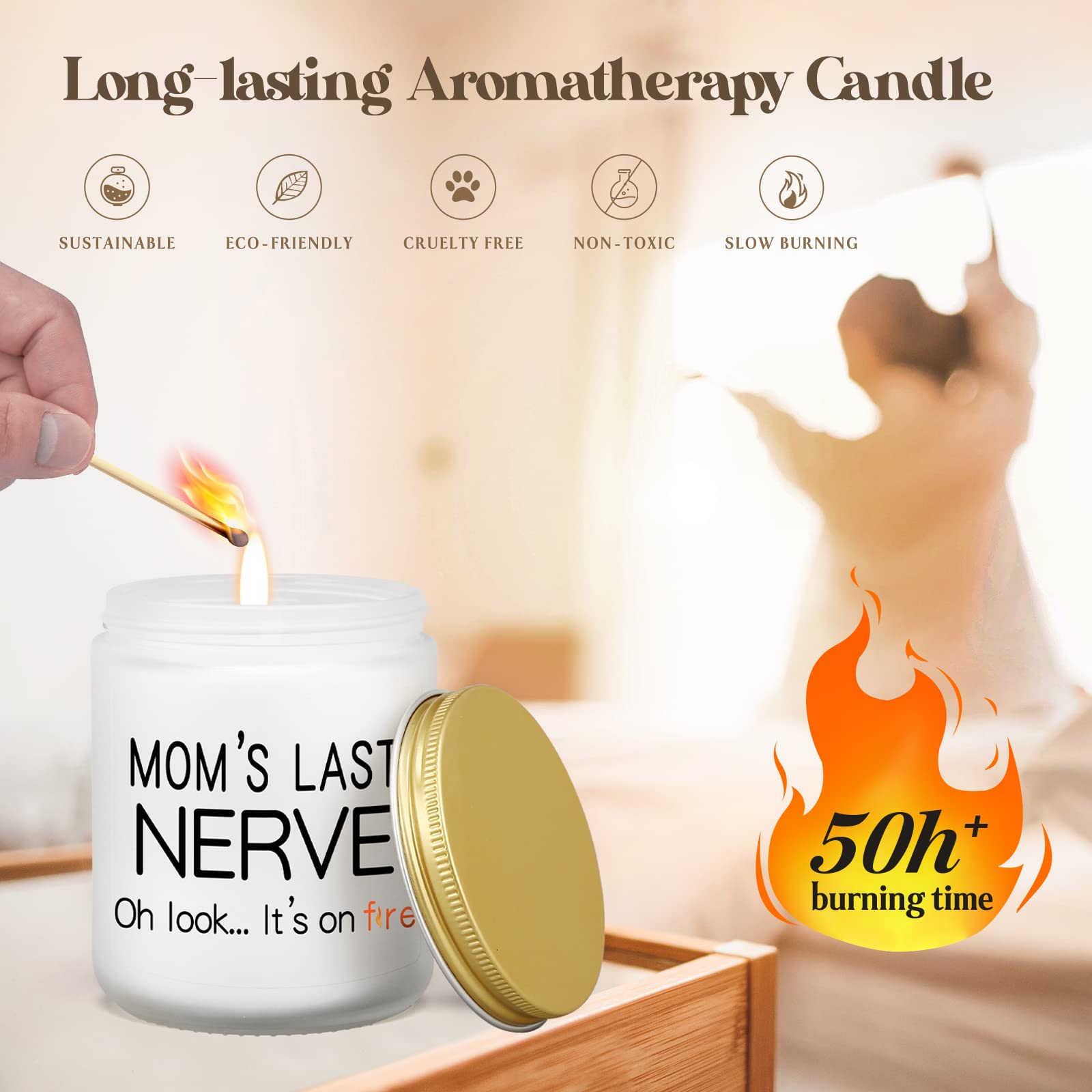 Lavender Scented Soy Candle - Aromatherapy Relaxation Gift for Mom, Women | Mother's Day, Birthday, Christmas Present from Daughter or Son | Perfect for Stress Relief, Home Spa & Meditation