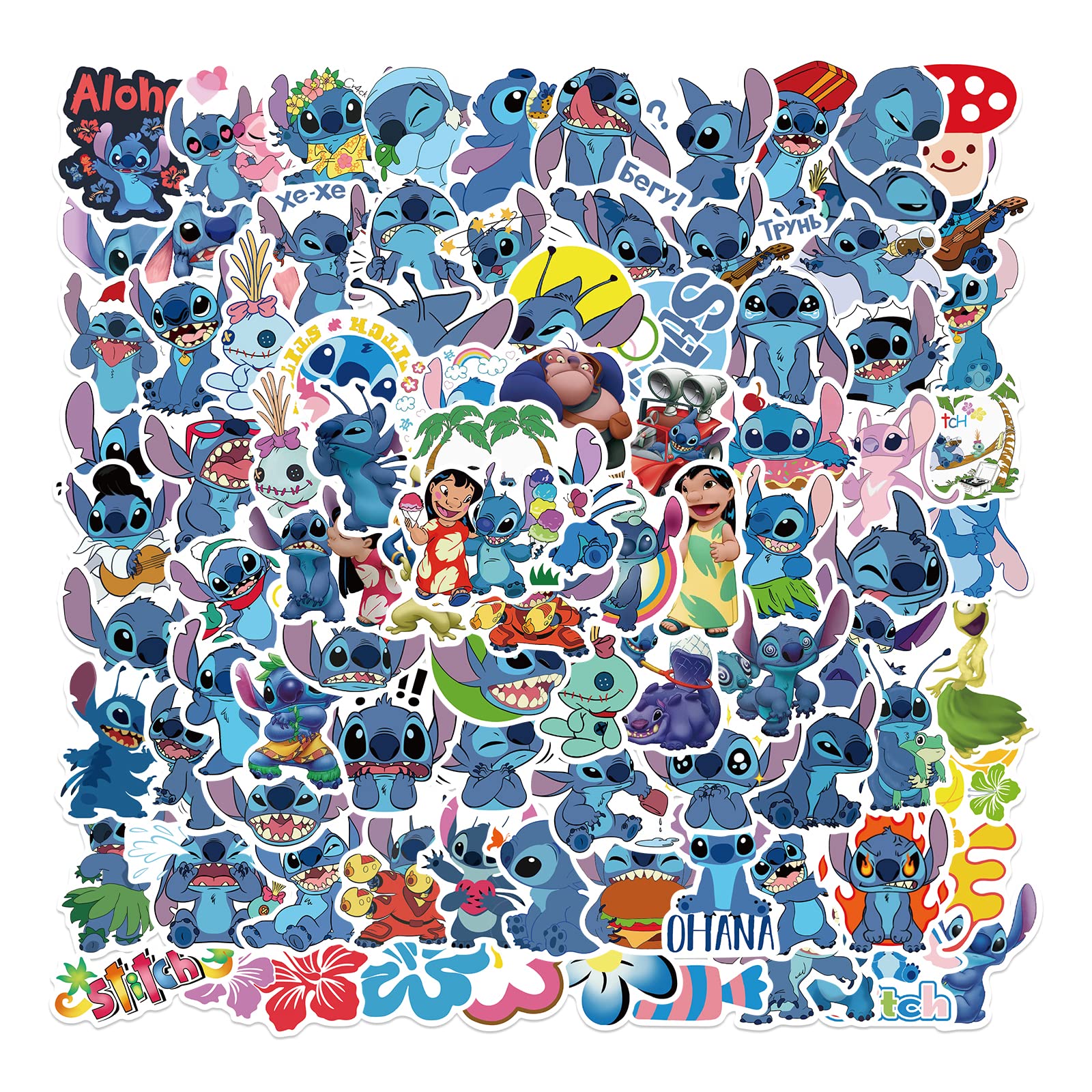 XYLL Stitch Sticker Pack - 100Pcs Cute Cartoon Vinyl Decals for Kids & Adults | Waterproof Laptop, Water Bottle, Skateboard & Luggage Stickers | Perfect for DIY Crafts, Scrapbooking & Personalizing Accessories
