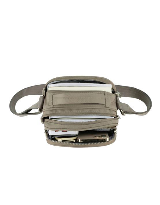 TOSCA TCA984 Anti-Theft Crossbody Bag for Women - Stylish & Secure Taupe Side Bag - Perfect for Travel, Commuting & Daily Use