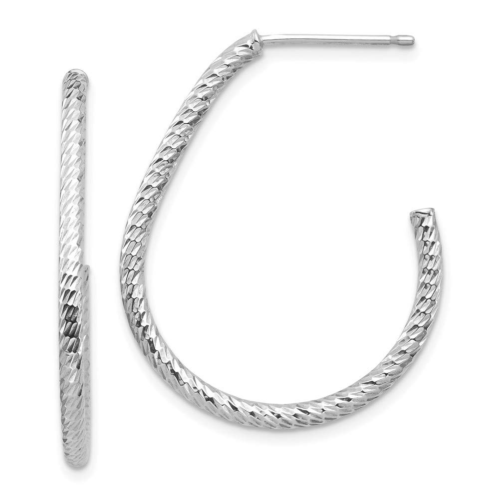 14K White Gold Sparkle Cut Long Drop Dangle Earrings for Women - 30.6x25.4mm Elegant Post Earrings - Perfect for Weddings, Parties & Special Occasions