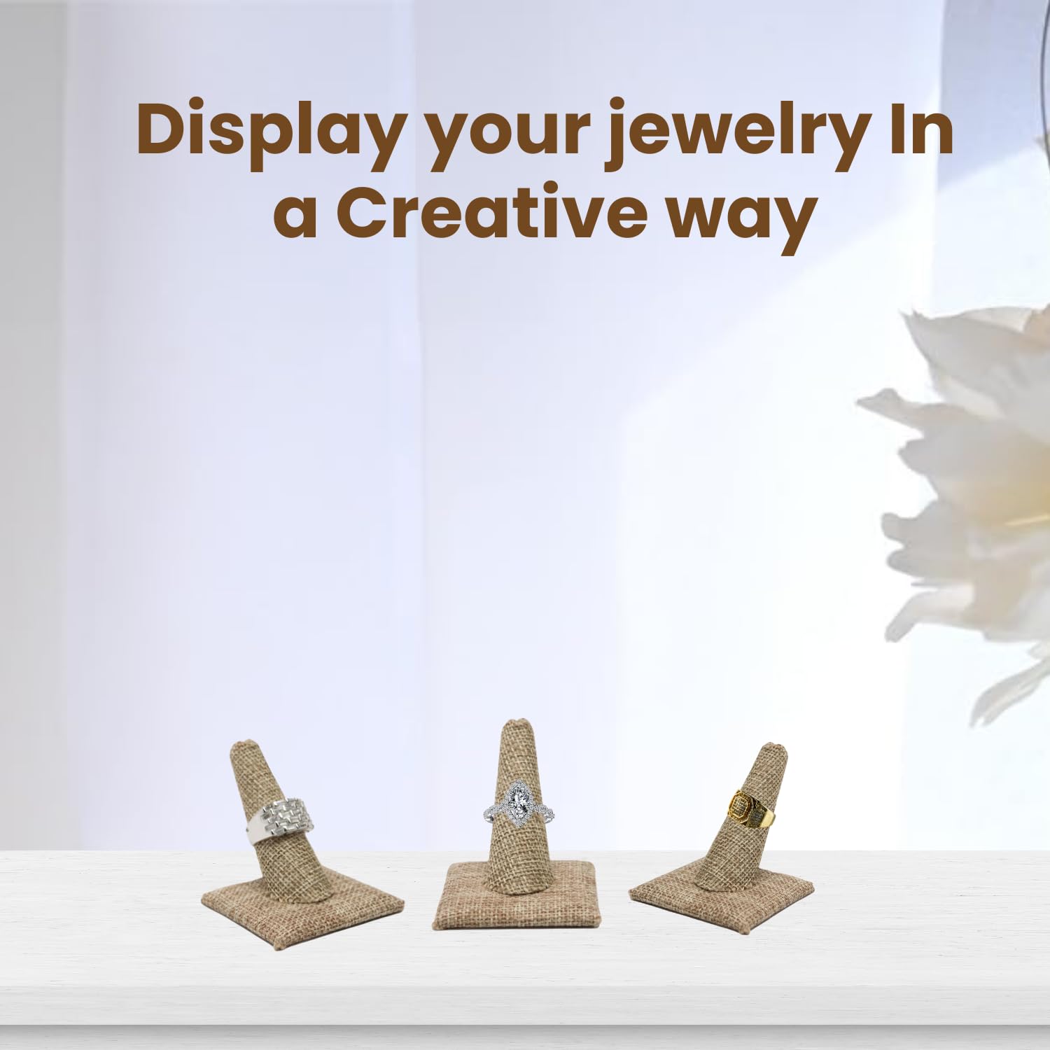 Burlap Jewelry Ring Display Stand 2.12