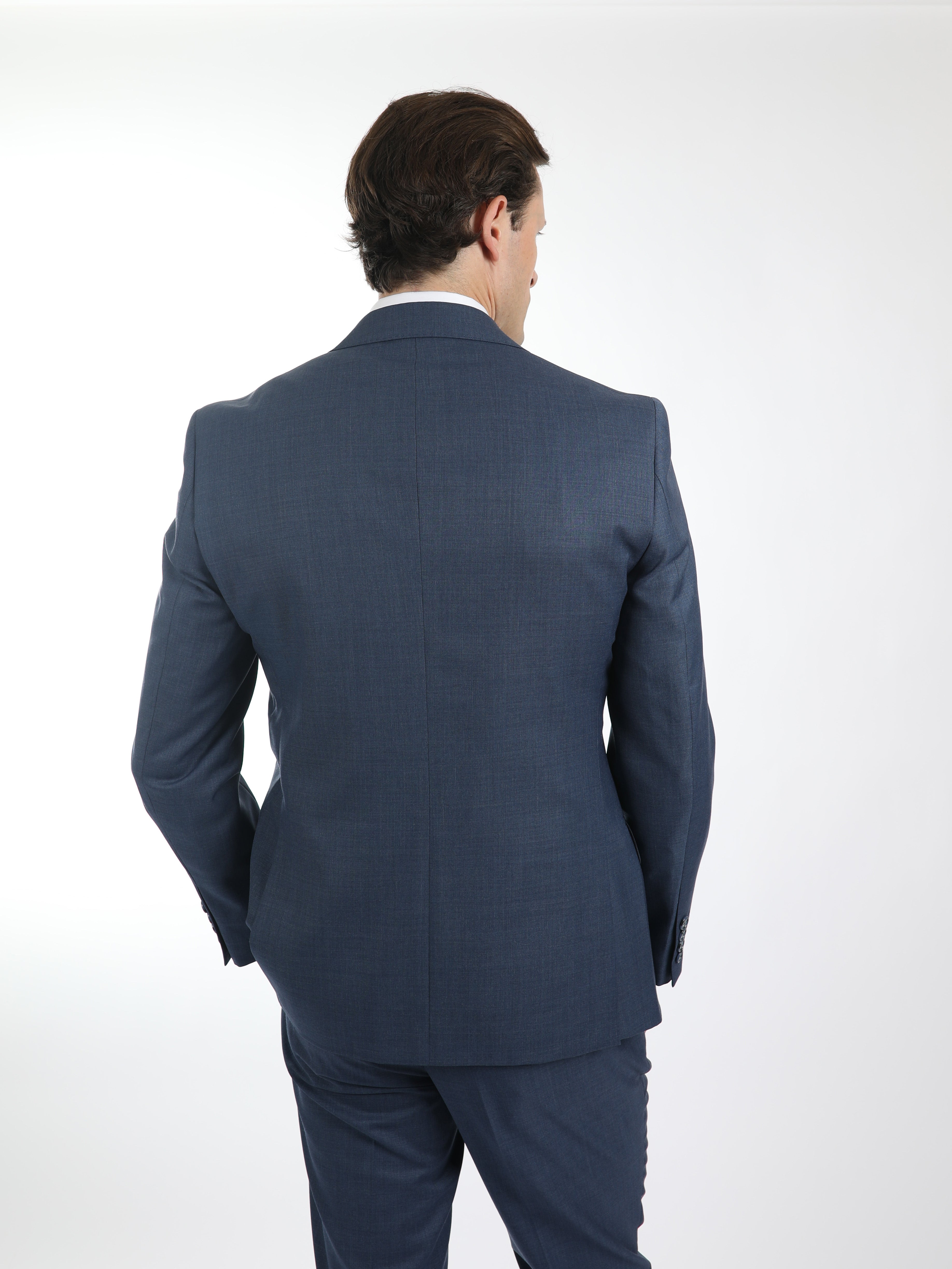 Mid Blue Brinsley Sharkskin Jacket for Men - Stylish Slim Fit Blazer for Business, Office & Formal Events | Premium Quality Lightweight Jacket for Weddings, Parties & Professional Wear