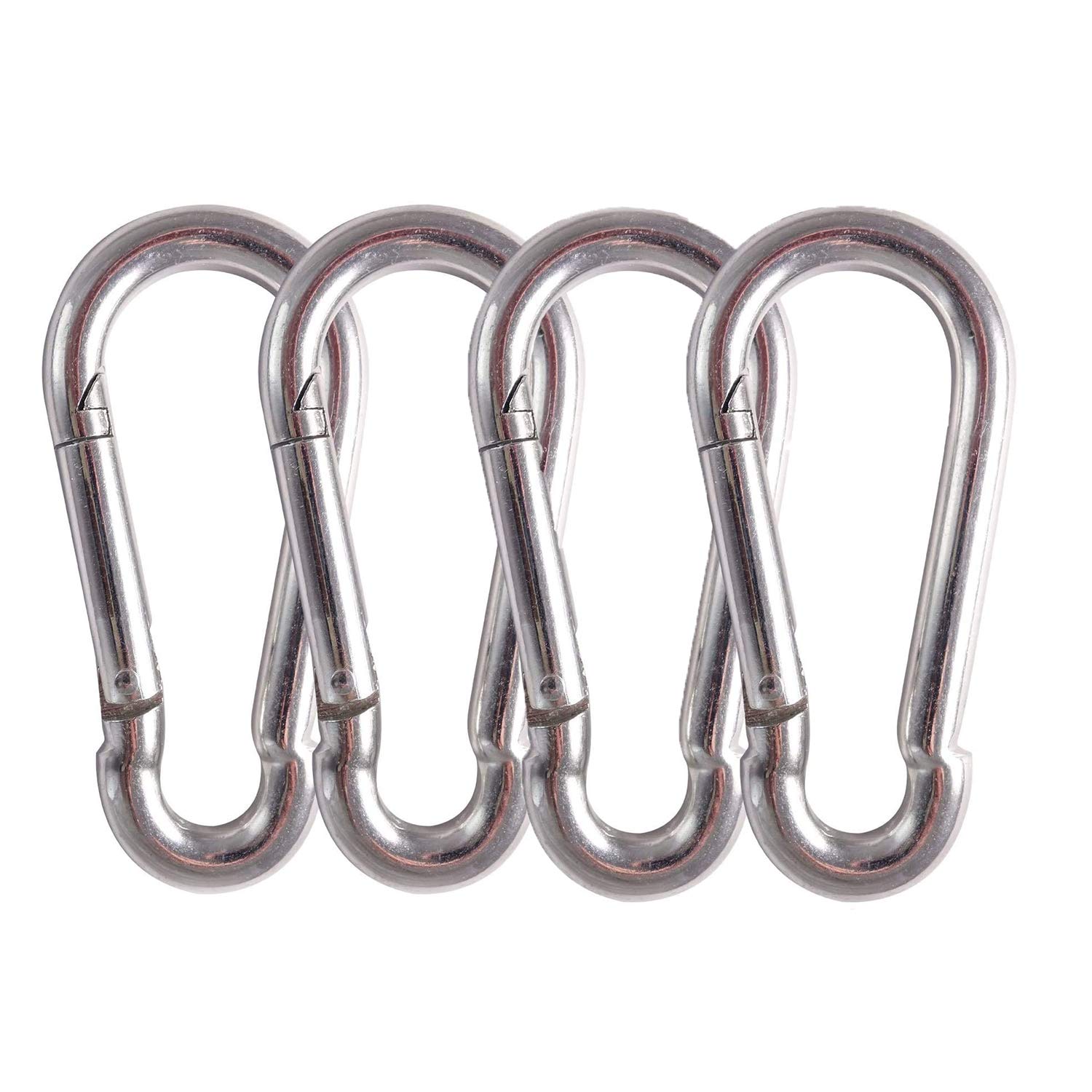 Heavy Duty Carabiners 4 Pack - 3.5 Inch 660LB Capacity Snap Hooks with Strong Spring Action & Anti-Rust Coating - Perfect for Hammocks, Punching Bags, Swing Chairs, Gym Equipment, Rock Climbing, Camping Gear and Outdoor Activities