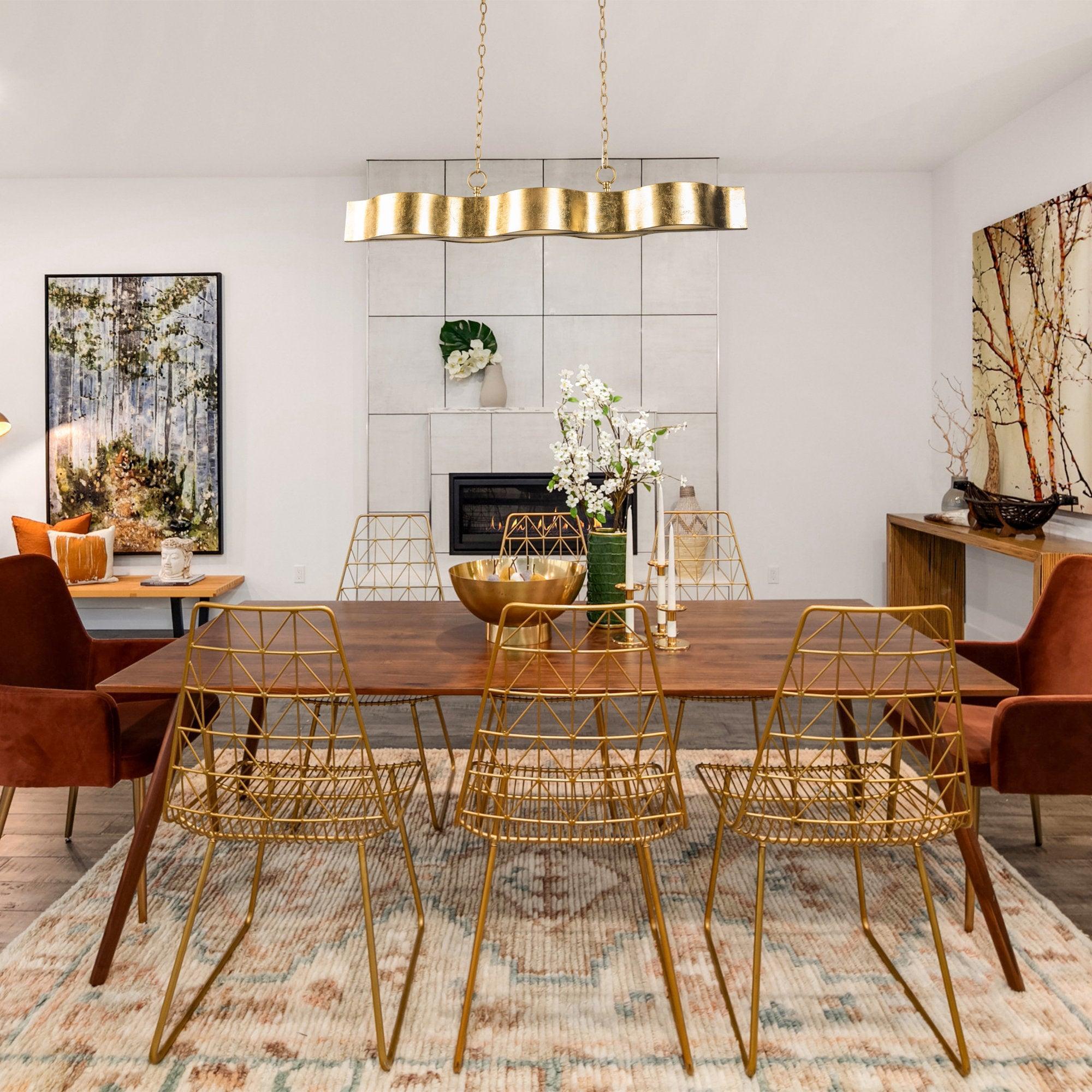 5-Light Golden Modern Dry Rated Pendant Lighting Fixture for Dining Room, Kitchen Island & Foyer - Damp Location Approved