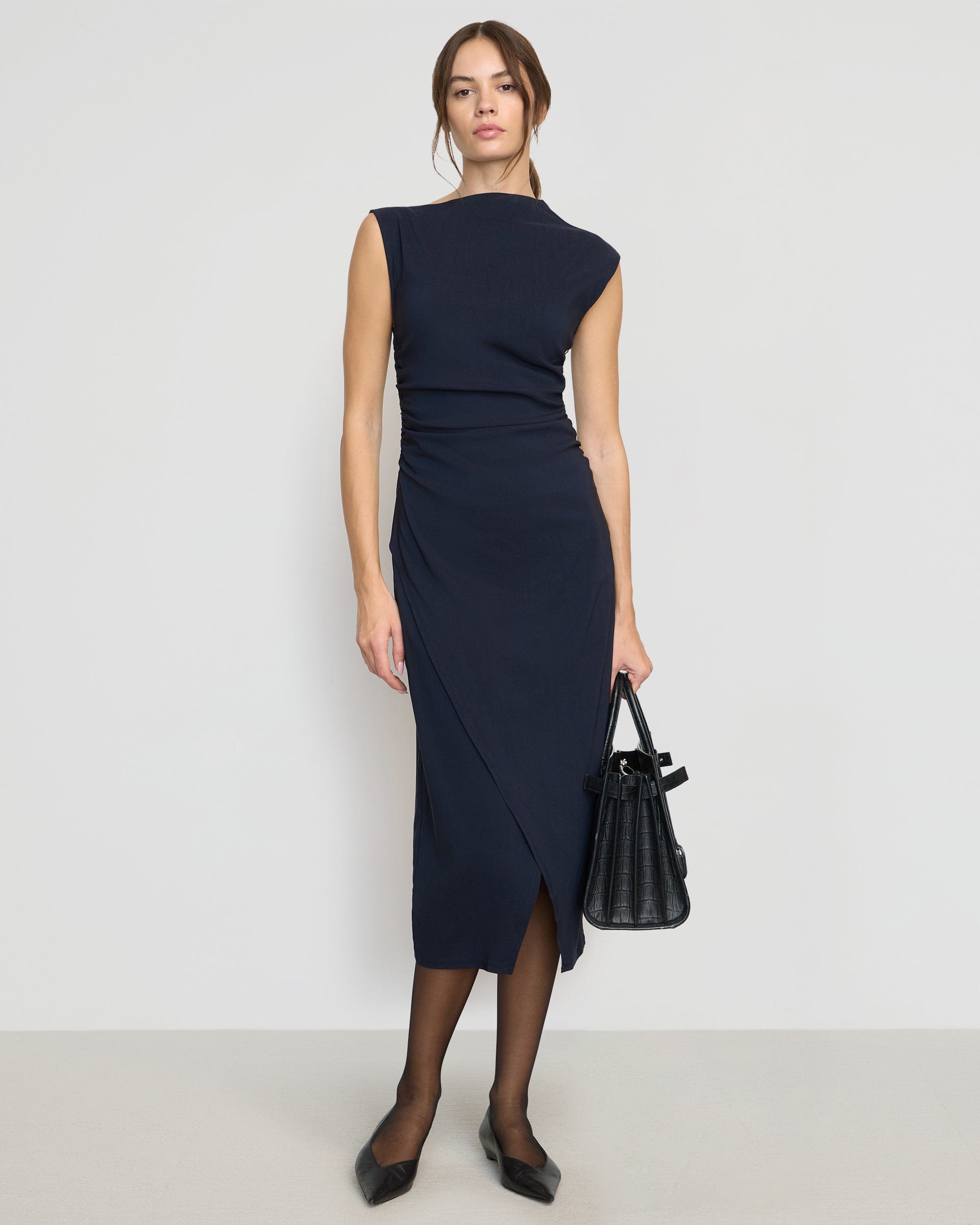 Elegant Manon Asymmetric Neck Ruched Dress for Women - Perfect for Cocktail Parties, Date Nights & Special Occasions