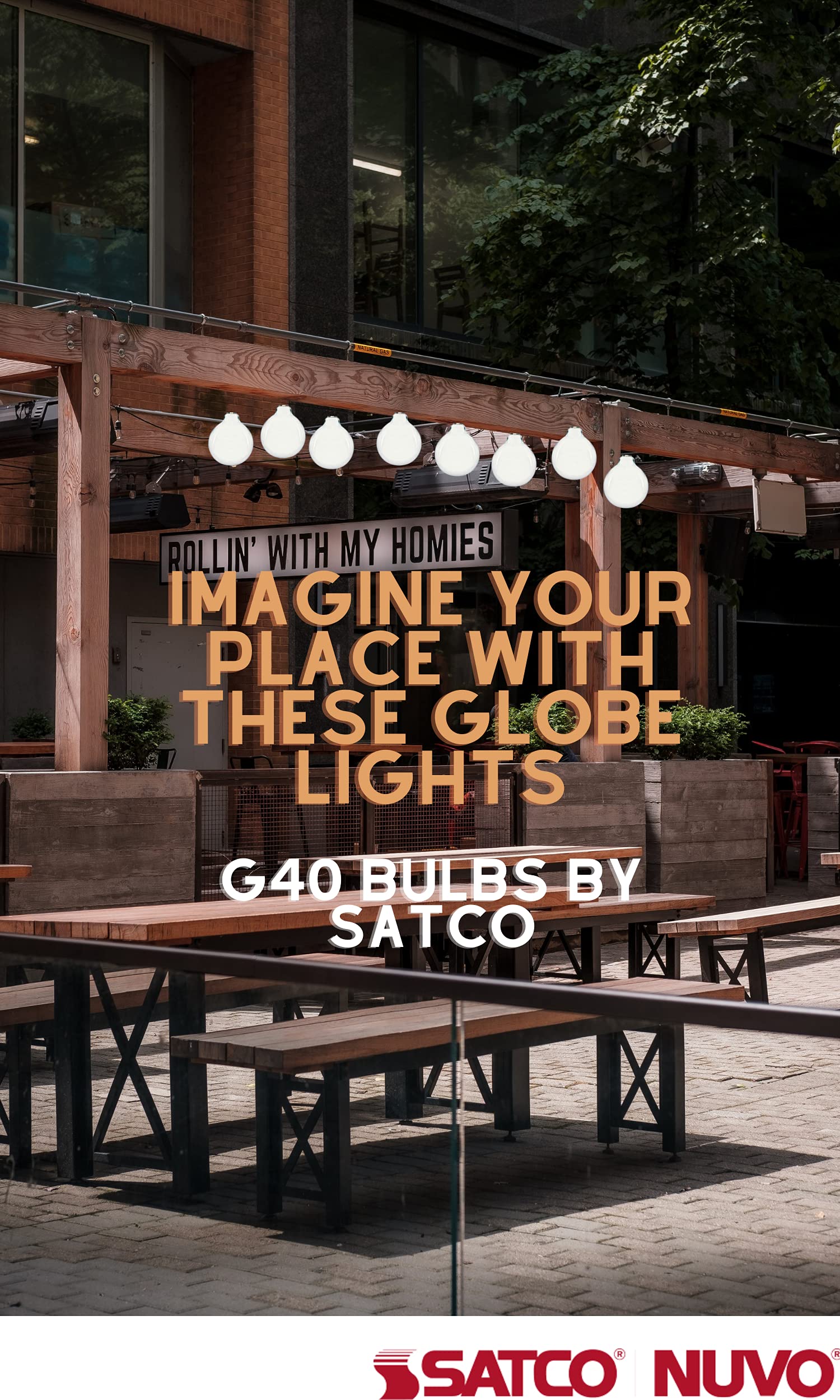 Satco S12112 6.5 Inch 6.5W G40 LED Medium Base Light Bulb - 2700K Warm White Frosted Finish - Energy Efficient Replacement for Home, Office & Commercial Lighting