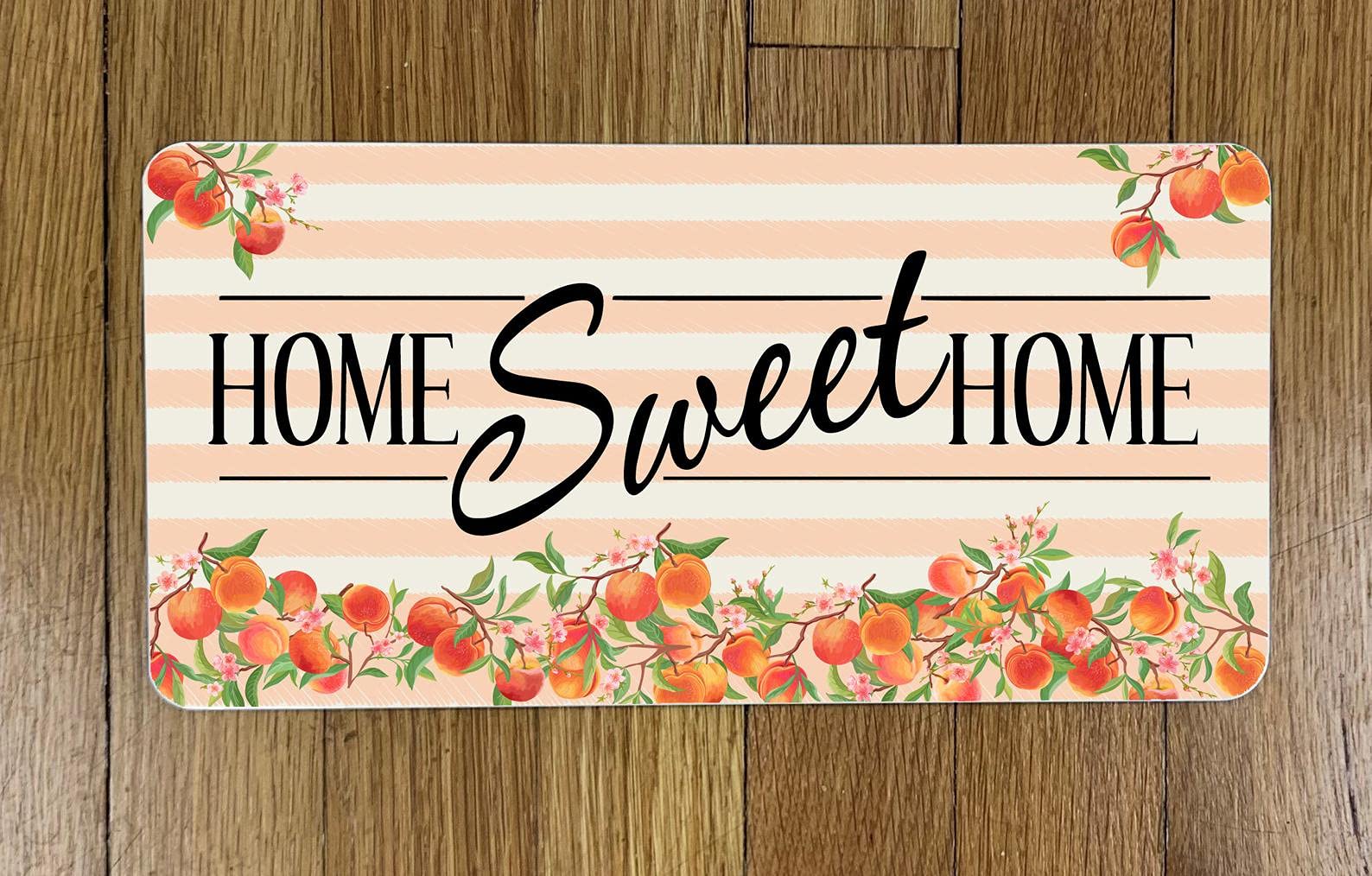 Eeypy Wooden Peach Home Sweet Home Wreath Sign - 12 Inch Rustic Farmhouse Decor for Front Door, Wall Hanging, and Cozy Home Accents