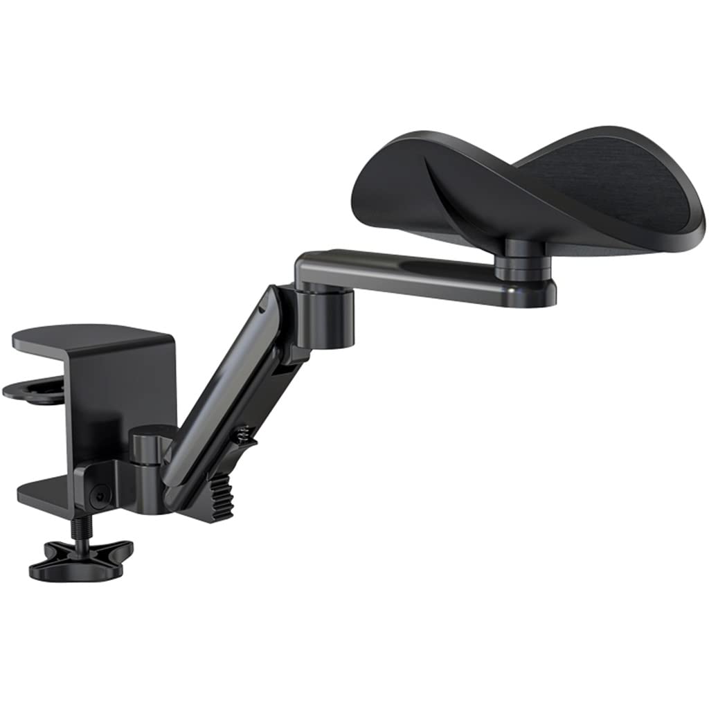 Adjustable Rotating Mouse Arm Rest Pad with Removable Clamp - Ergonomic Computer Wrist Support for Office & Gaming Desks (Black, 2-Pack) - Perfect for Long Work Hours & PC Gaming Sessions