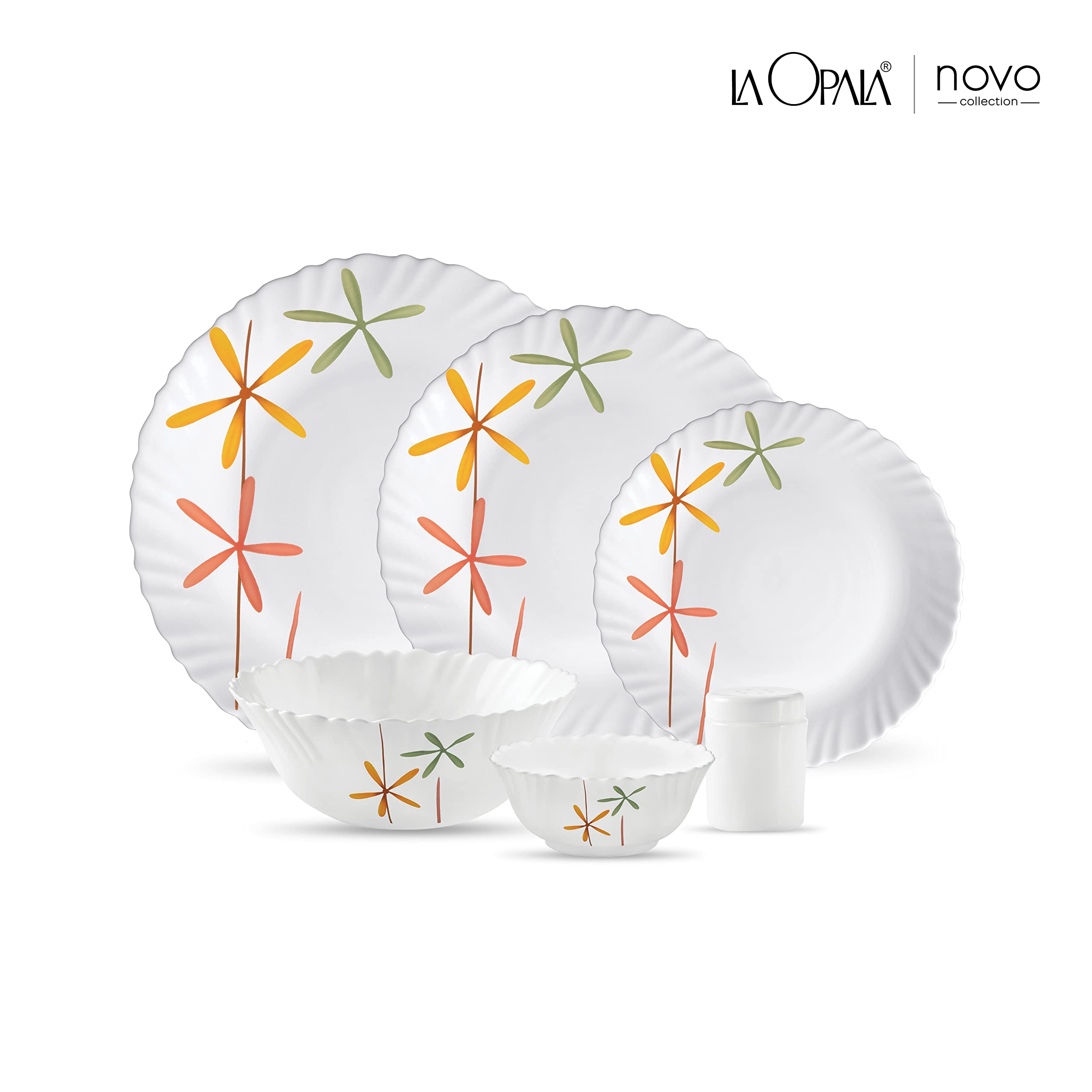 LaOpala 23-Piece Dinnerware Set - Opalware Autumn Flower Design for Everyday Dining & Special Occasions | Elegant Tableware for Family Meals, Dinner Parties & Gifting