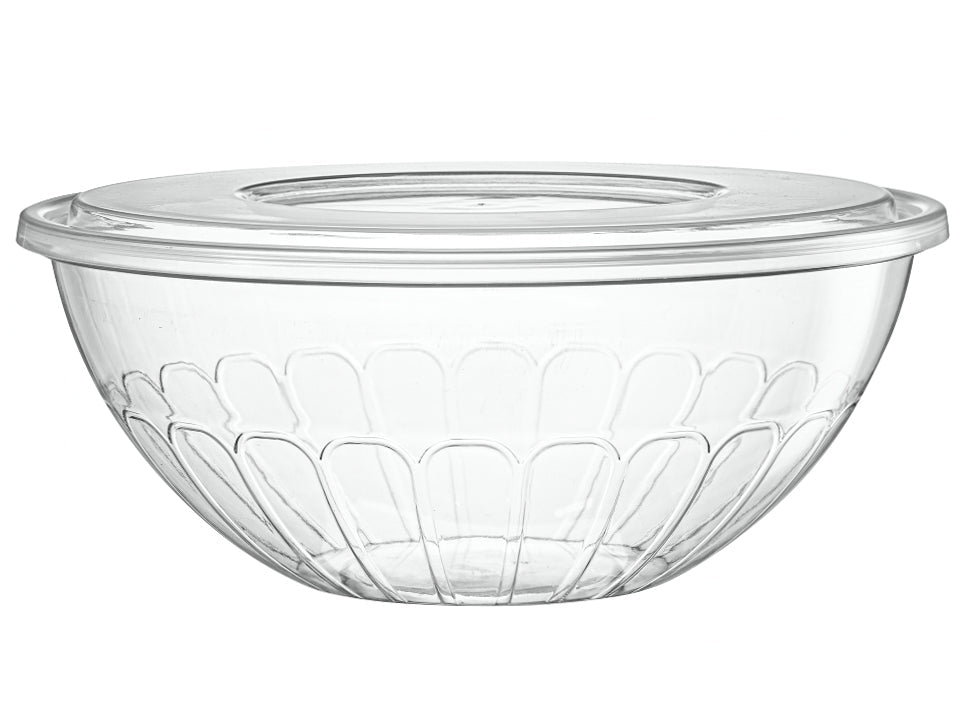 Clear Salad Bowl Set of 3 - BPA-Free Plastic Serving Bowls for Fresh Salads, Fruits, Snacks - Perfect for Parties, Picnics & Family Dinners