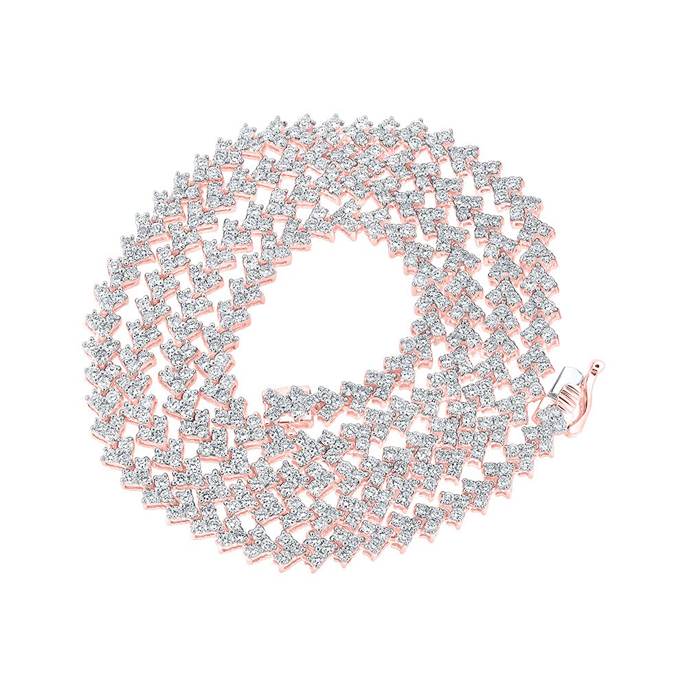 10K Rose Gold Men's Round Diamond Chain Necklace - 20 Inch, 7 CTTW - Elegant Gift for Anniversary, Wedding & Special Occasions