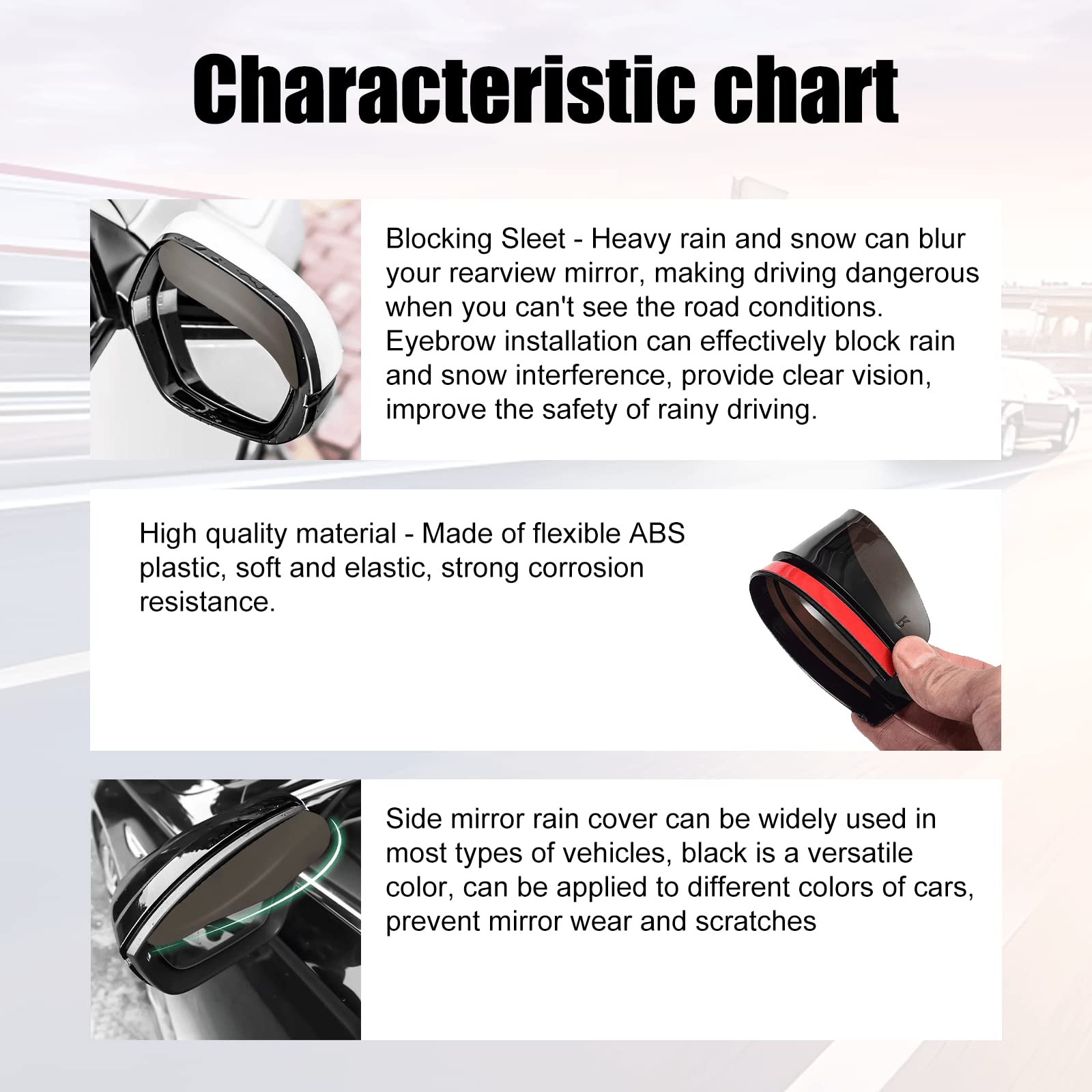 Carbon Fiber Car Mirror Rain Visors (2Pcs) - Universal Fit for Cars, Trucks & SUVs - Weather Protection for Driving